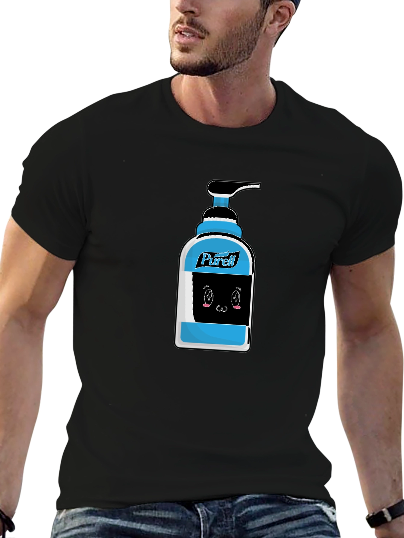 Black Purell Cartoon Graphic Black T-Shirt view 6