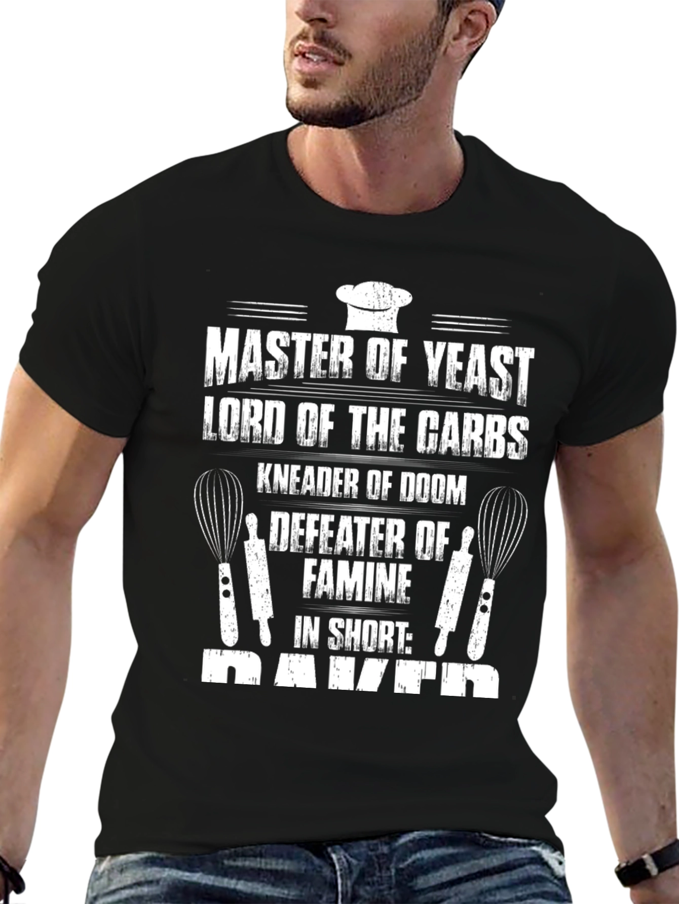 Black Master Baker T-Shirt - Funny Baking Tee view 6