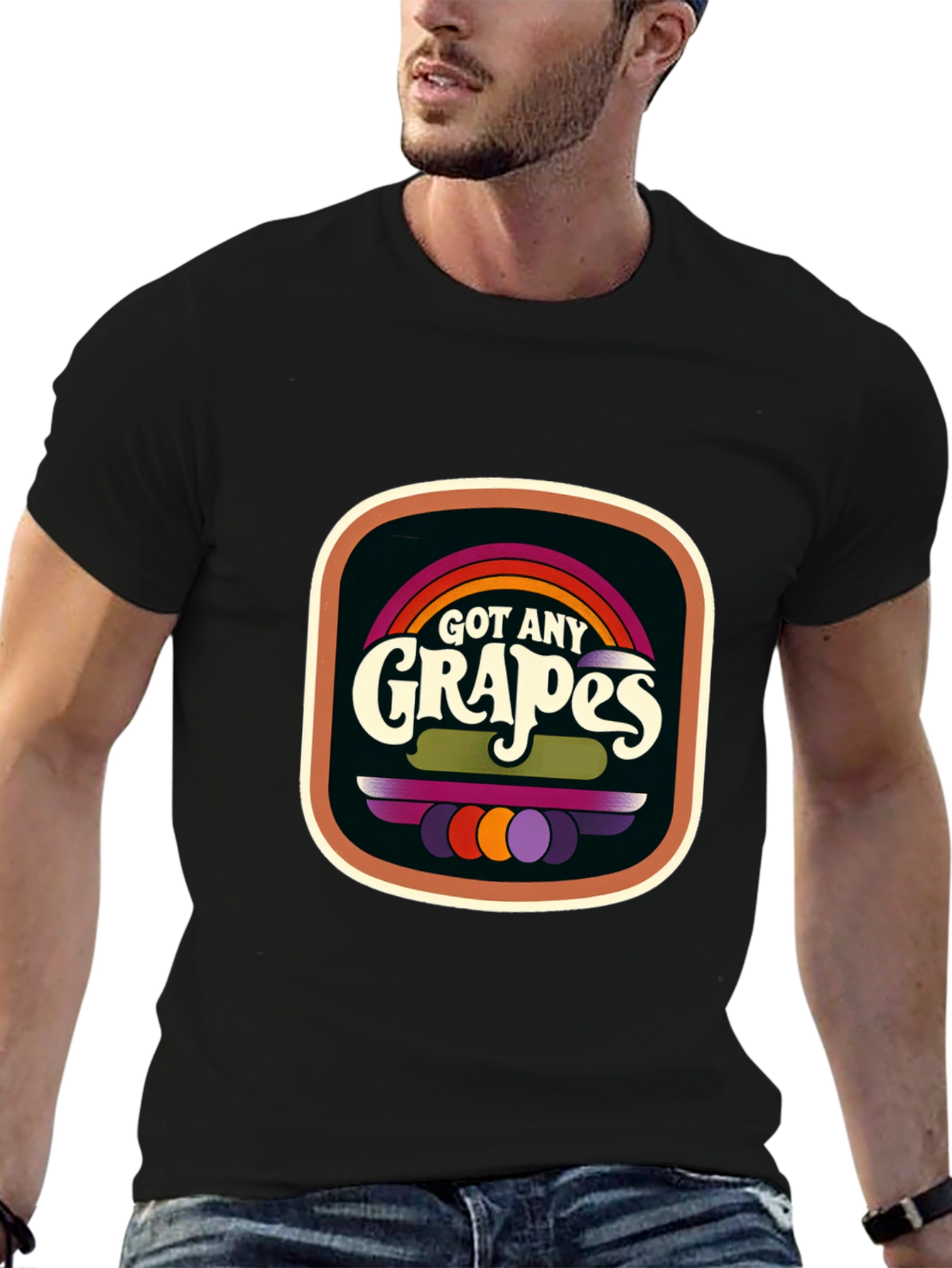 Black Got Any Grapes T-Shirt - Retro Graphic Tee view 6