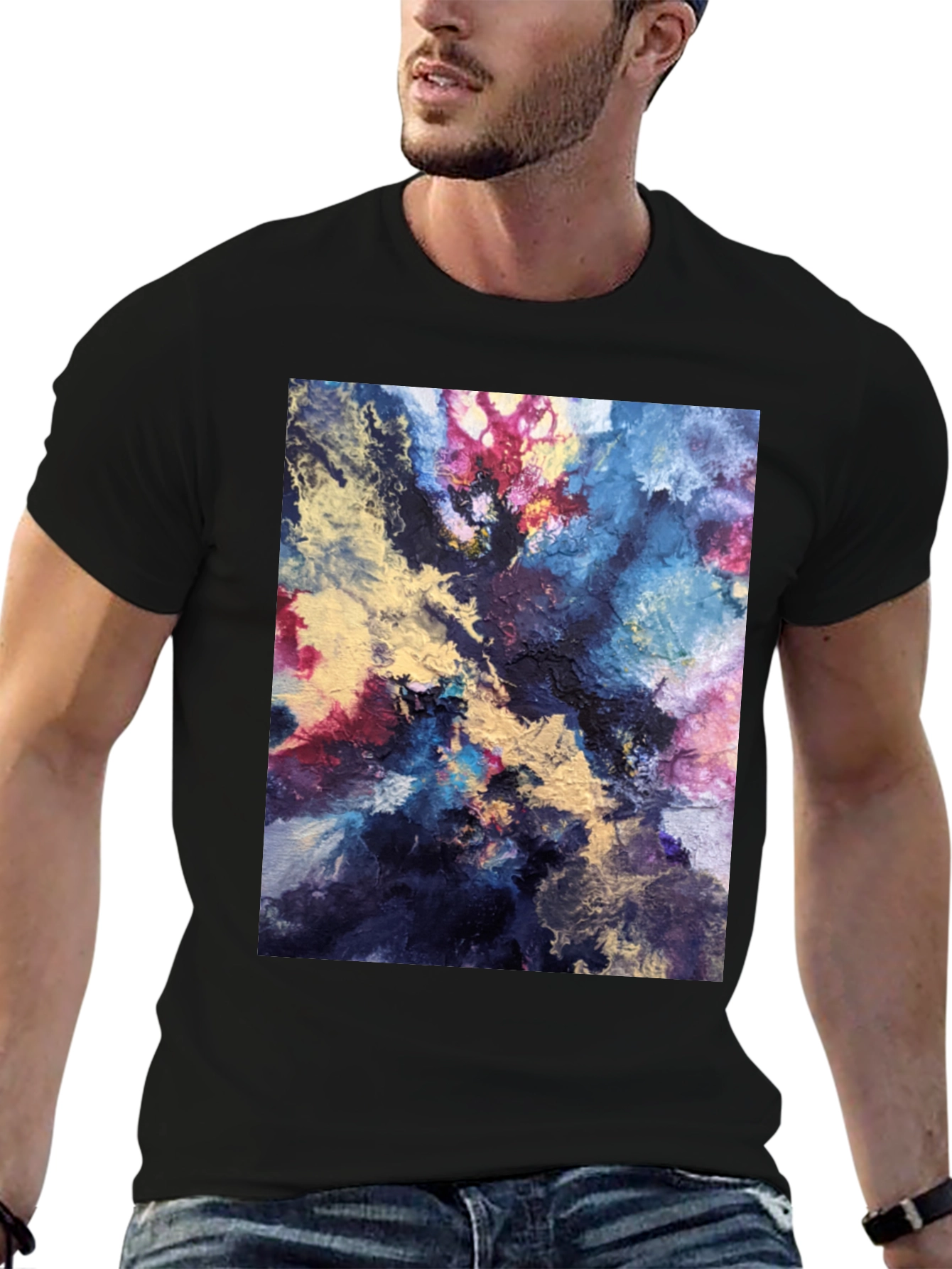 Black Abstract Art Black T-Shirt view 6