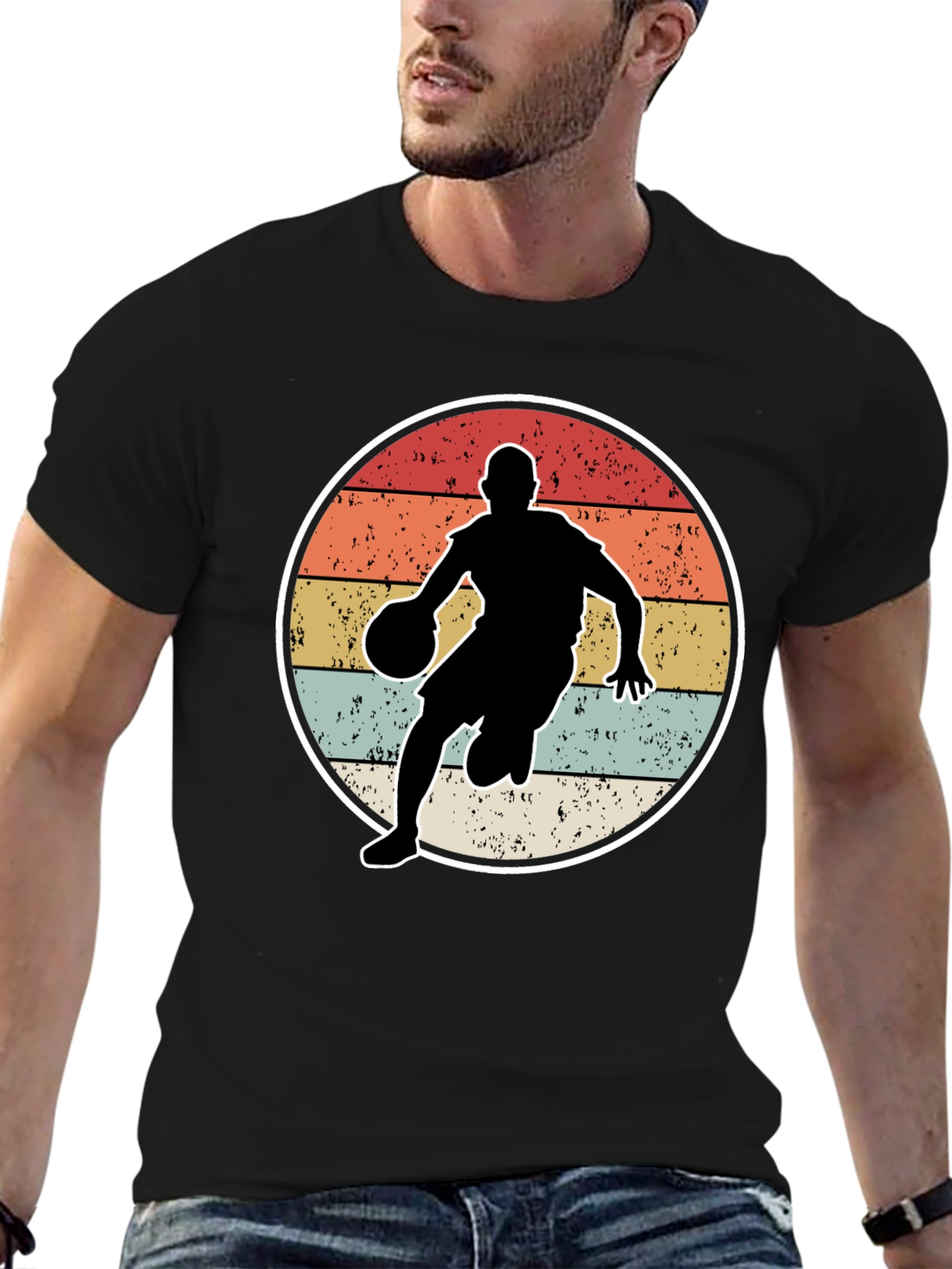 Vintage Basketball Player Graphic Tee - 6