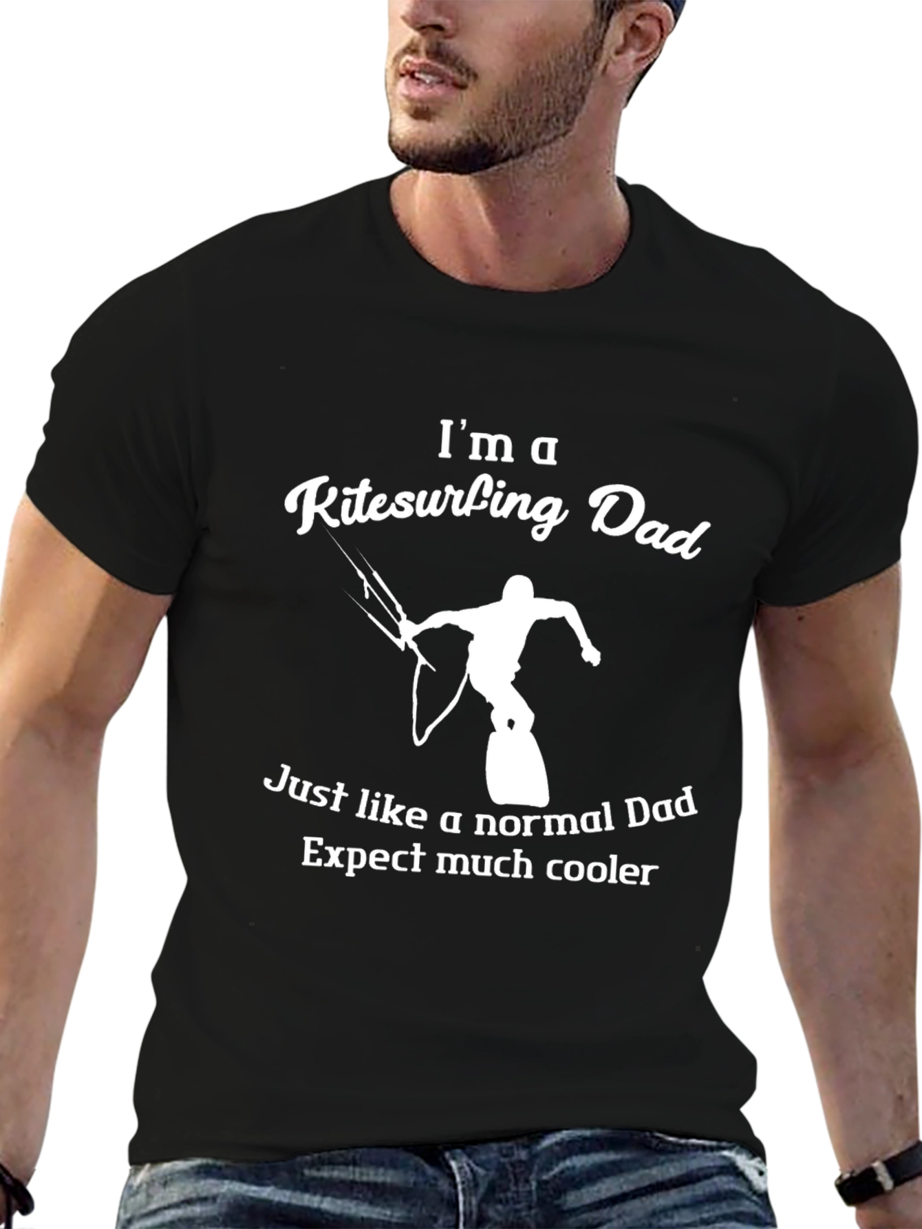 Black Kitesurfing Dad T-Shirt - Cool Father's Day Gift view 6
