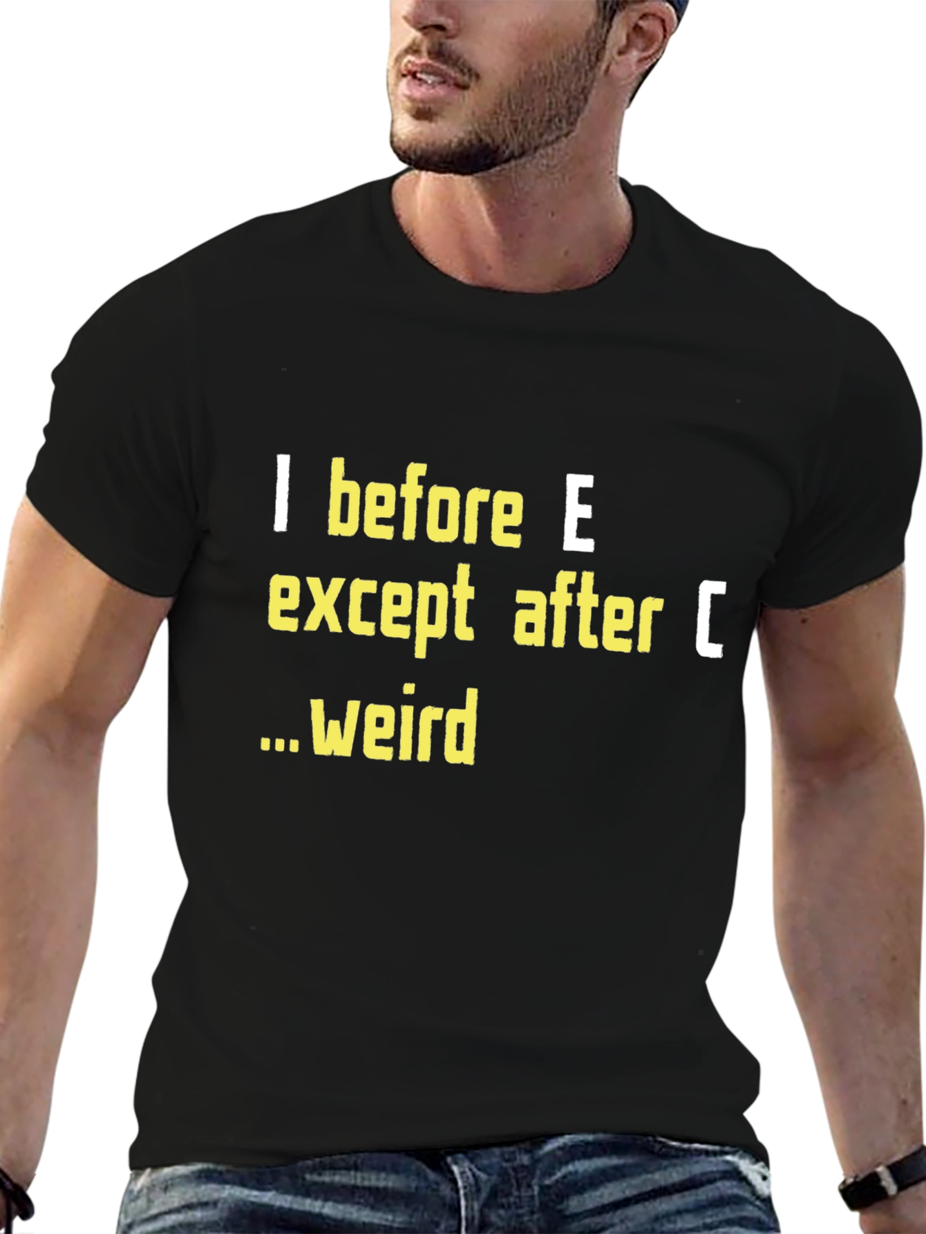 Black I Before E T-Shirt Funny Grammar Tee view 6