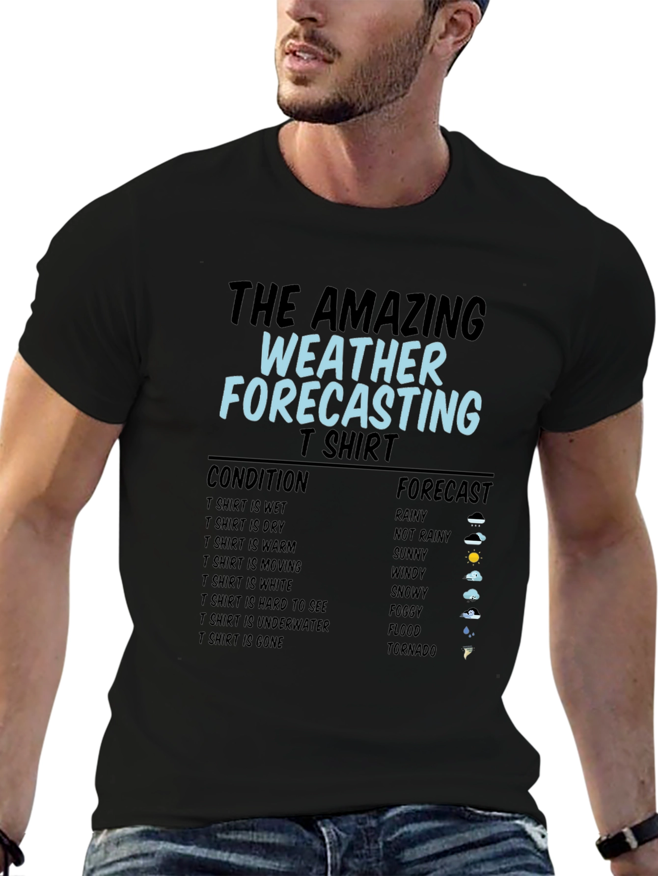 Black The Amazing Weather Forecasting T-Shirt view 6
