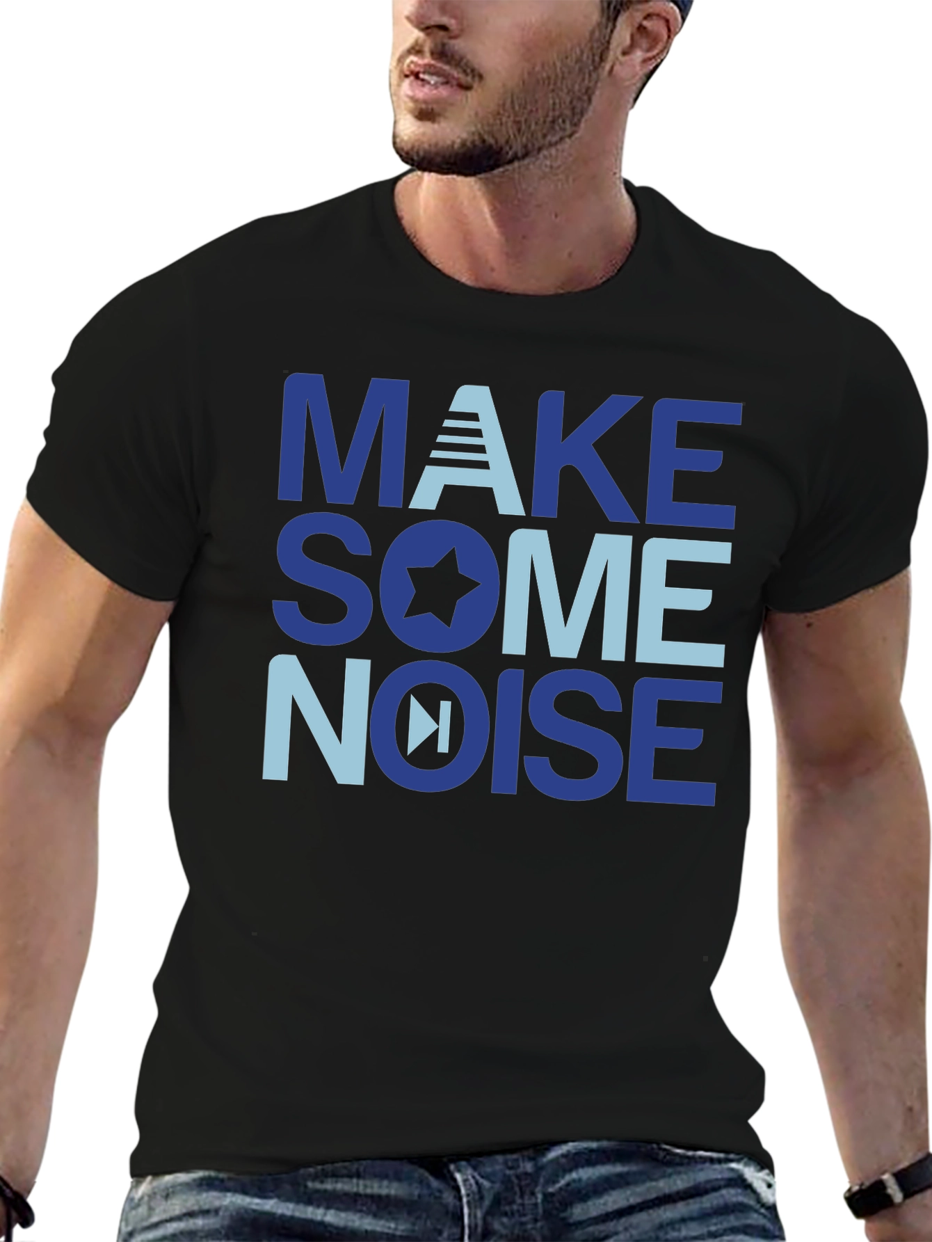 Black Make Some Noise Graphic T-Shirt - Soft Cotton Blend view 6
