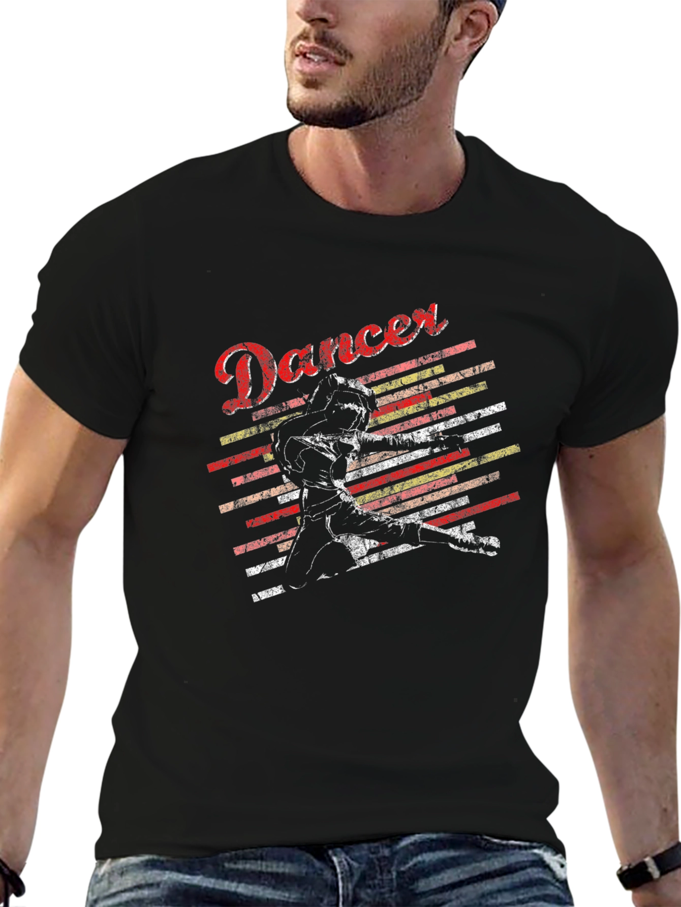 Black Dancer Graphic Tee - Men's Black Cotton T-Shirt view 6