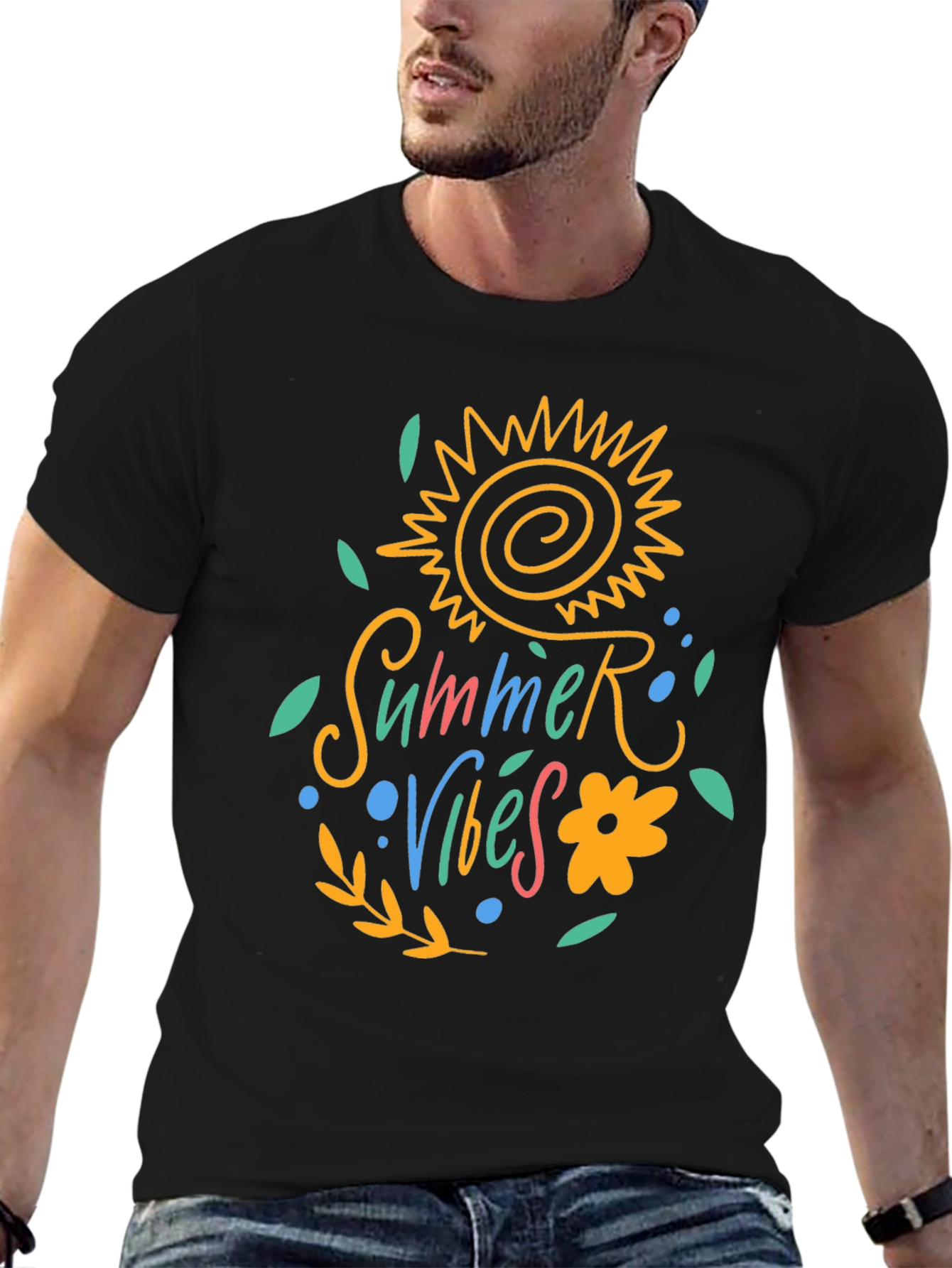 Black Summer Vibes Graphic Tee - Black view 6