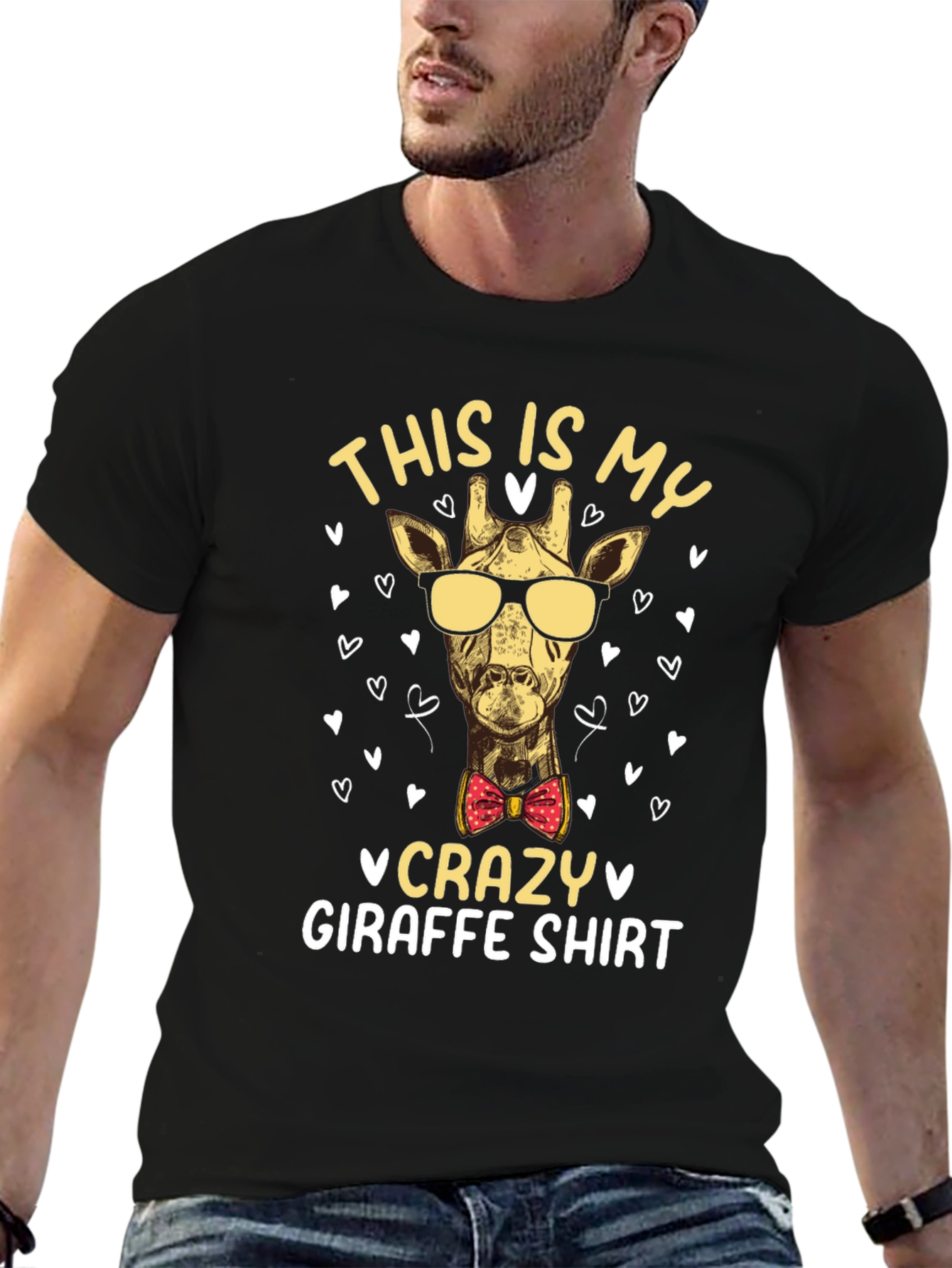 Black Crazy Giraffe T-Shirt - Novelty Animal Tee view 6