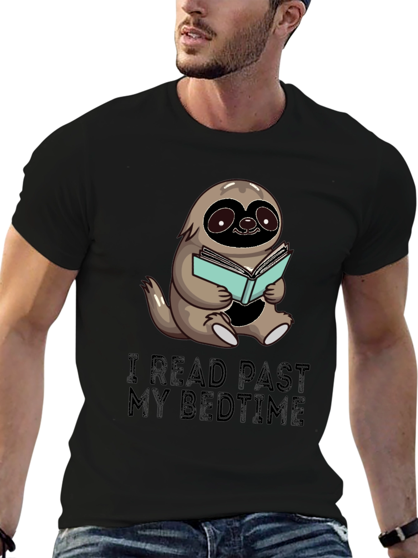 Black Sloth Reading T-Shirt - I Read Past My Bedtime view 6