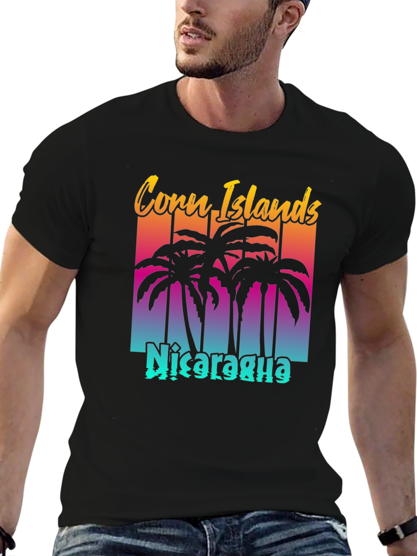 Black Corn Islands Nicaragua Tee - Retro Style Graphic T-Shirt view 6