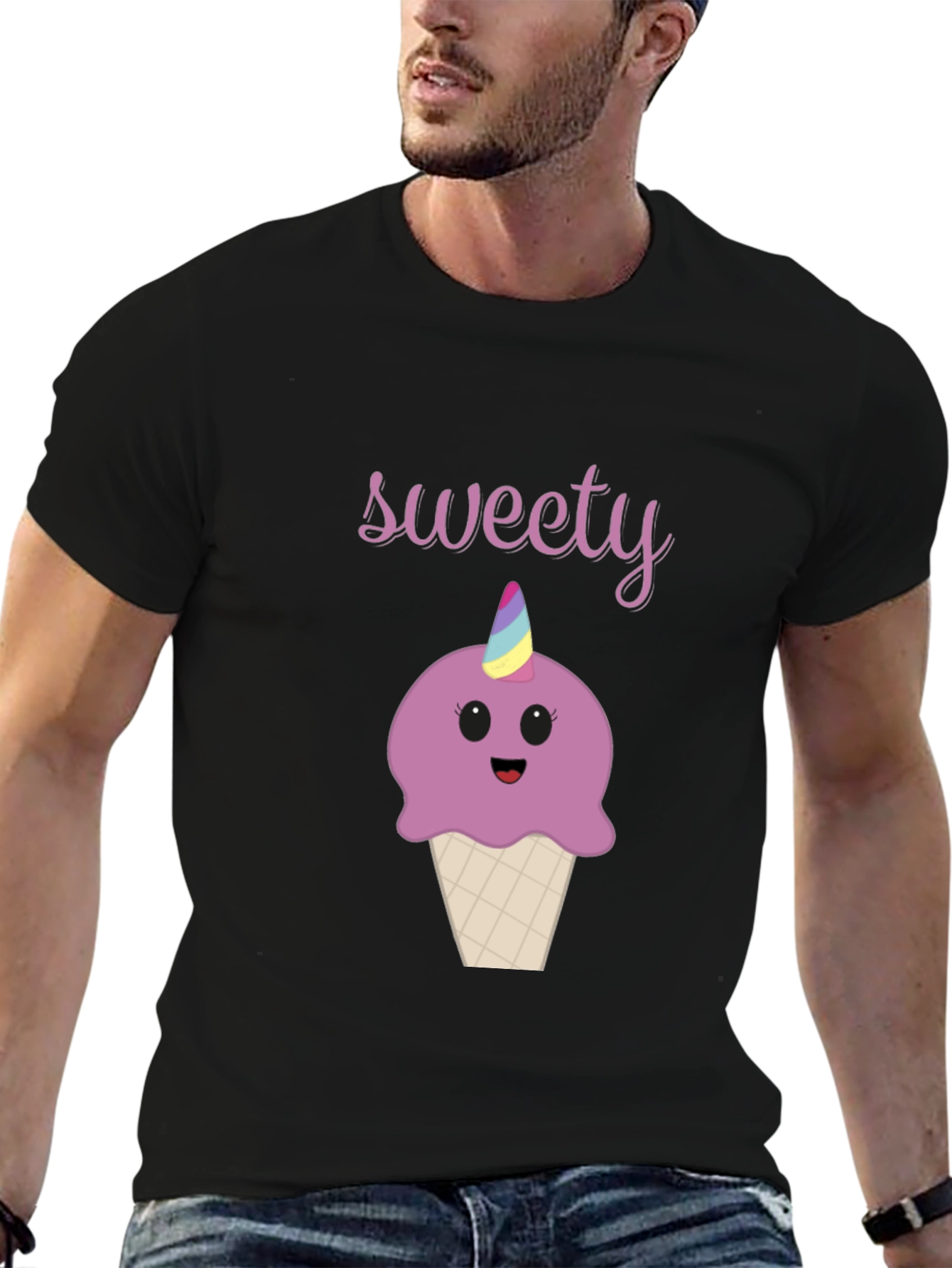 Black Sweet Unicorn Cupcake T-Shirt - Fun Graphic Tee view 6