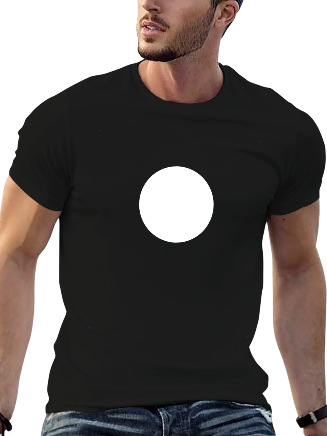 Minimalist Circle Graphic Tee - Black - 6
