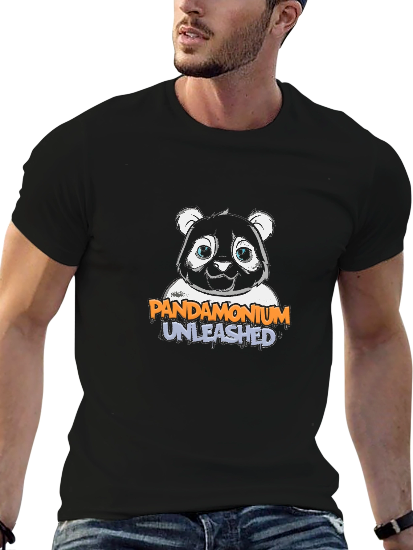 Black Pandamonium Unleashed Graphic Tee - Black Cotton Blend view 6