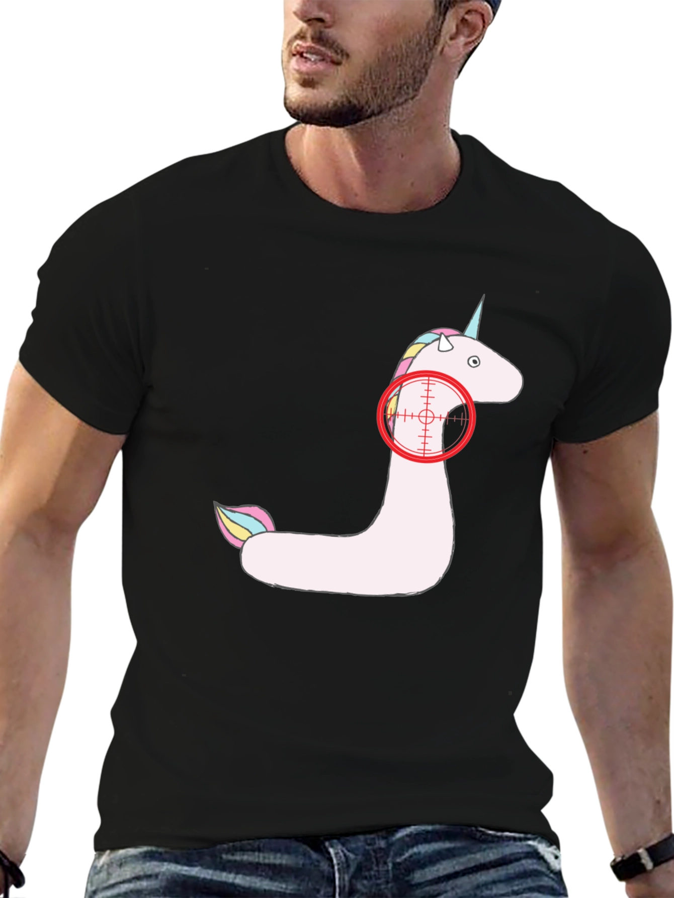 Black Unicorn In Sight Tee - Funny Novelty Shirt view 6