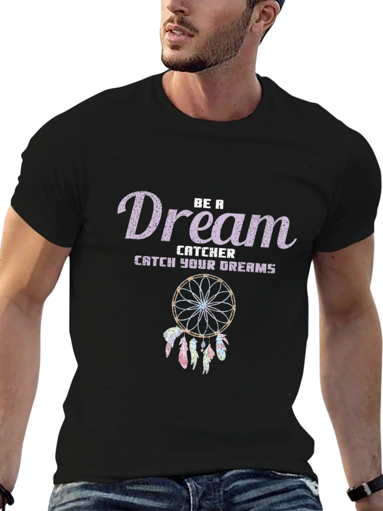 Black Dream Catcher Graphic Tee - Unisex Soft Black T-Shirt view 6