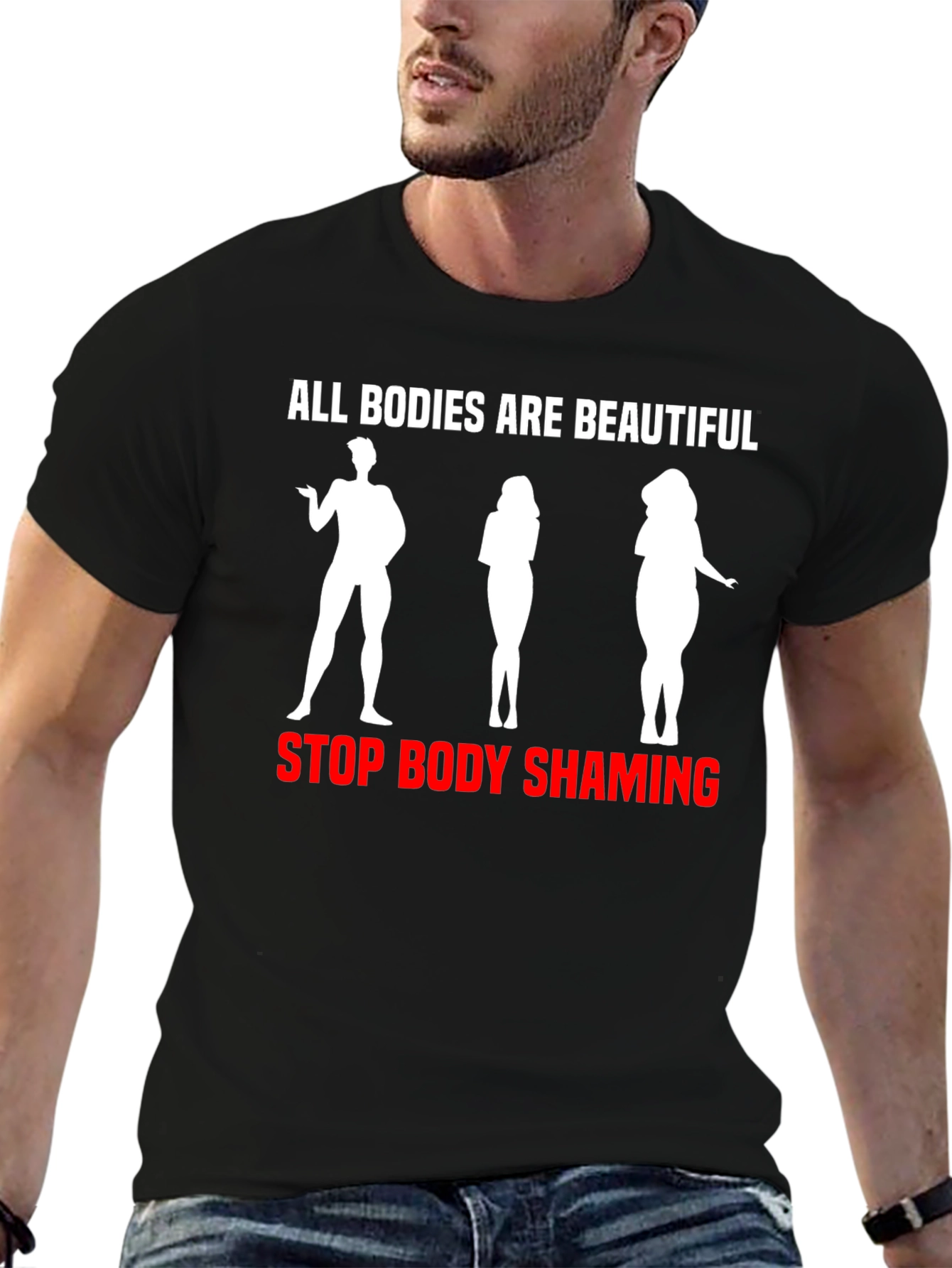 Black All Bodies are Beautiful Graphic Tee view 6