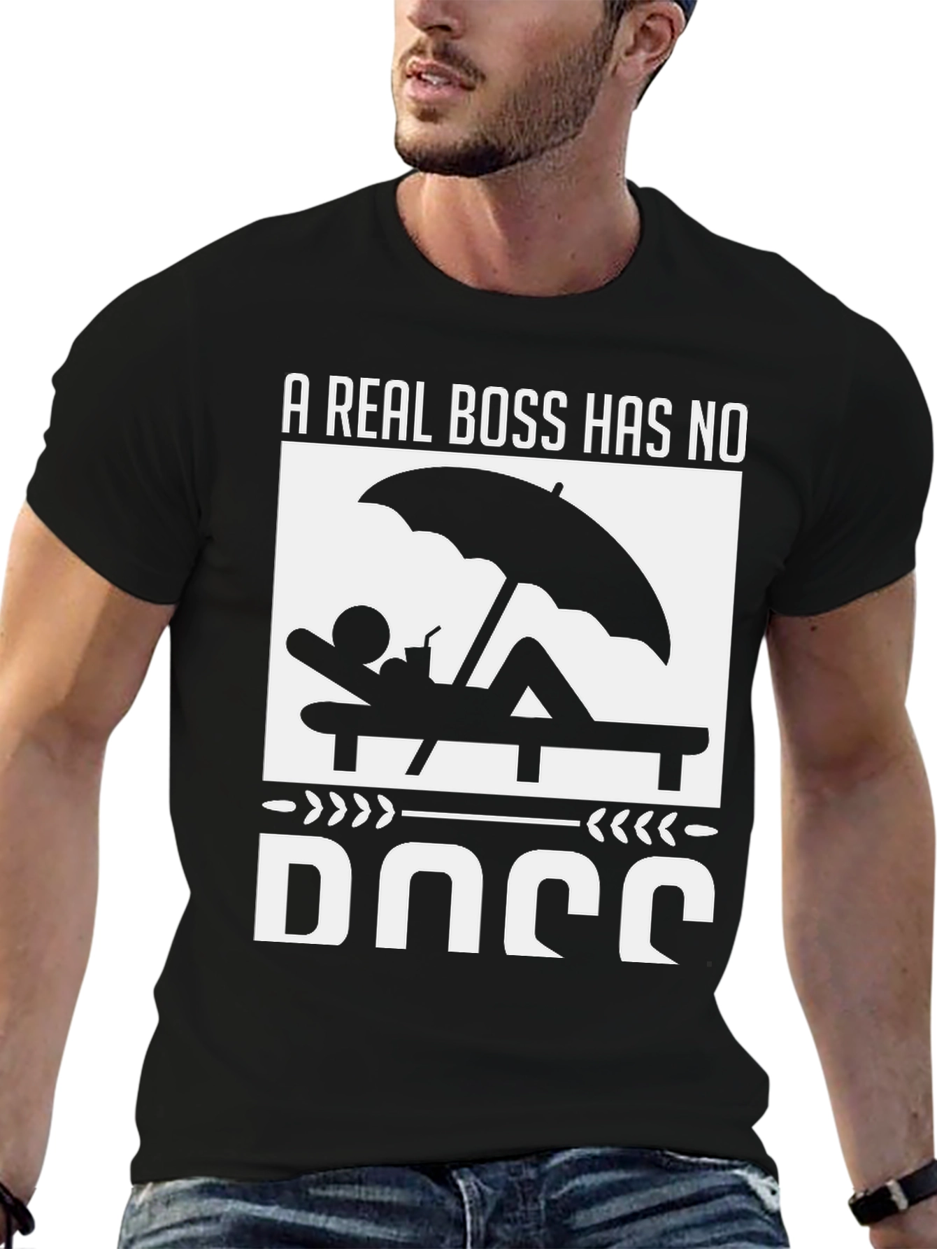 Black A Real Boss Graphic T-Shirt - Vacation Mode view 6