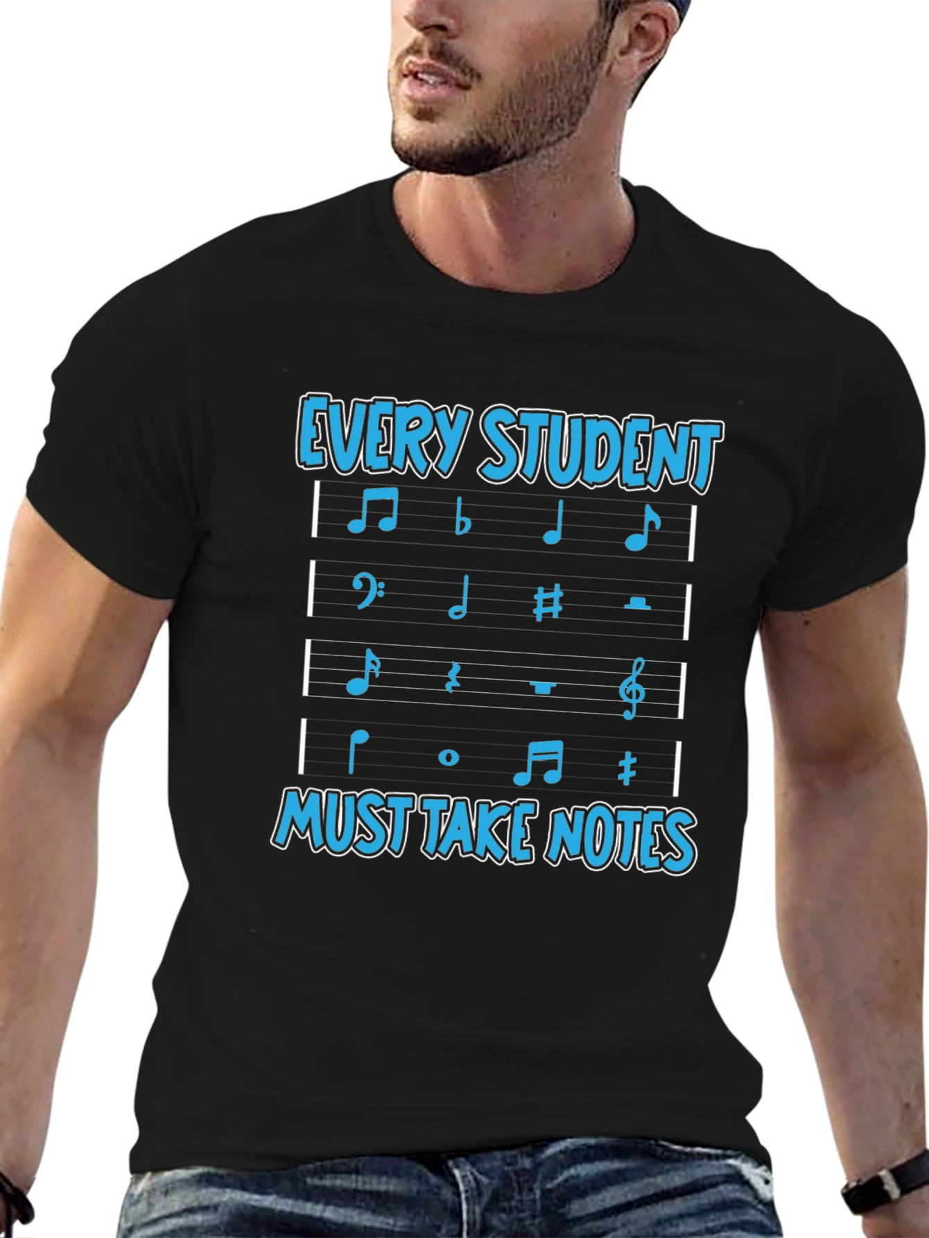 Black Every Student Must Take Notes Music T-Shirt view 6