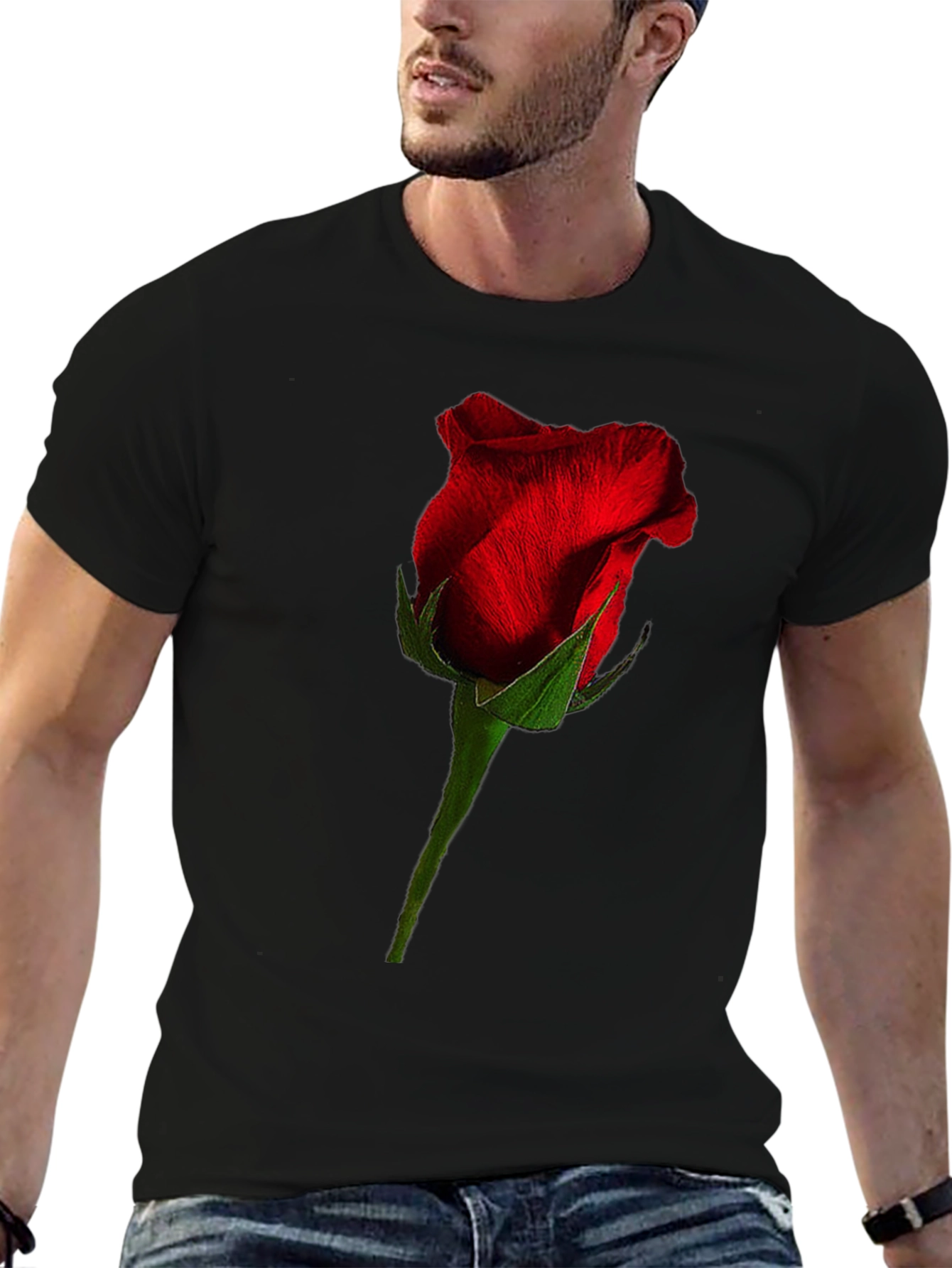 Black Rose Graphic Black T-Shirt - Floral Casual Tee view 6