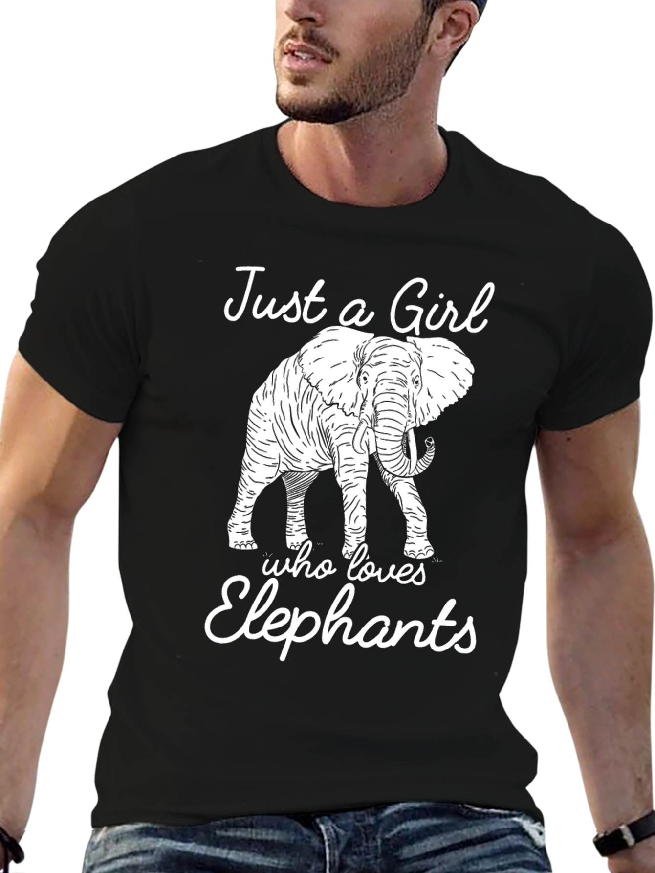 Black Just a Girl Who Loves Elephants T-Shirt view 6