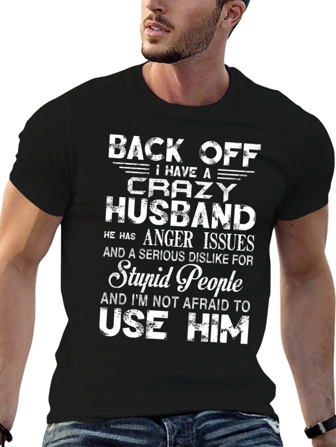 Black Crazy Husband Graphic Tee - Back Off T-Shirt view 6