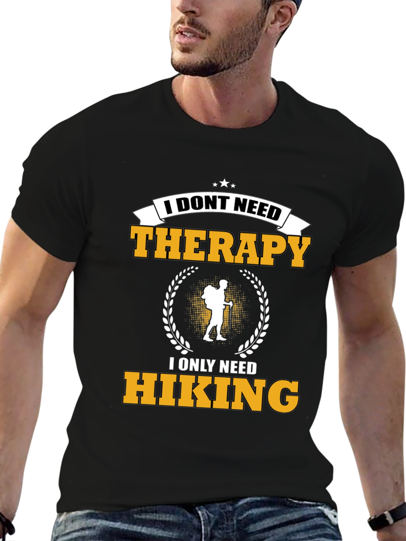 Black Hiking Therapy T-Shirt view 6