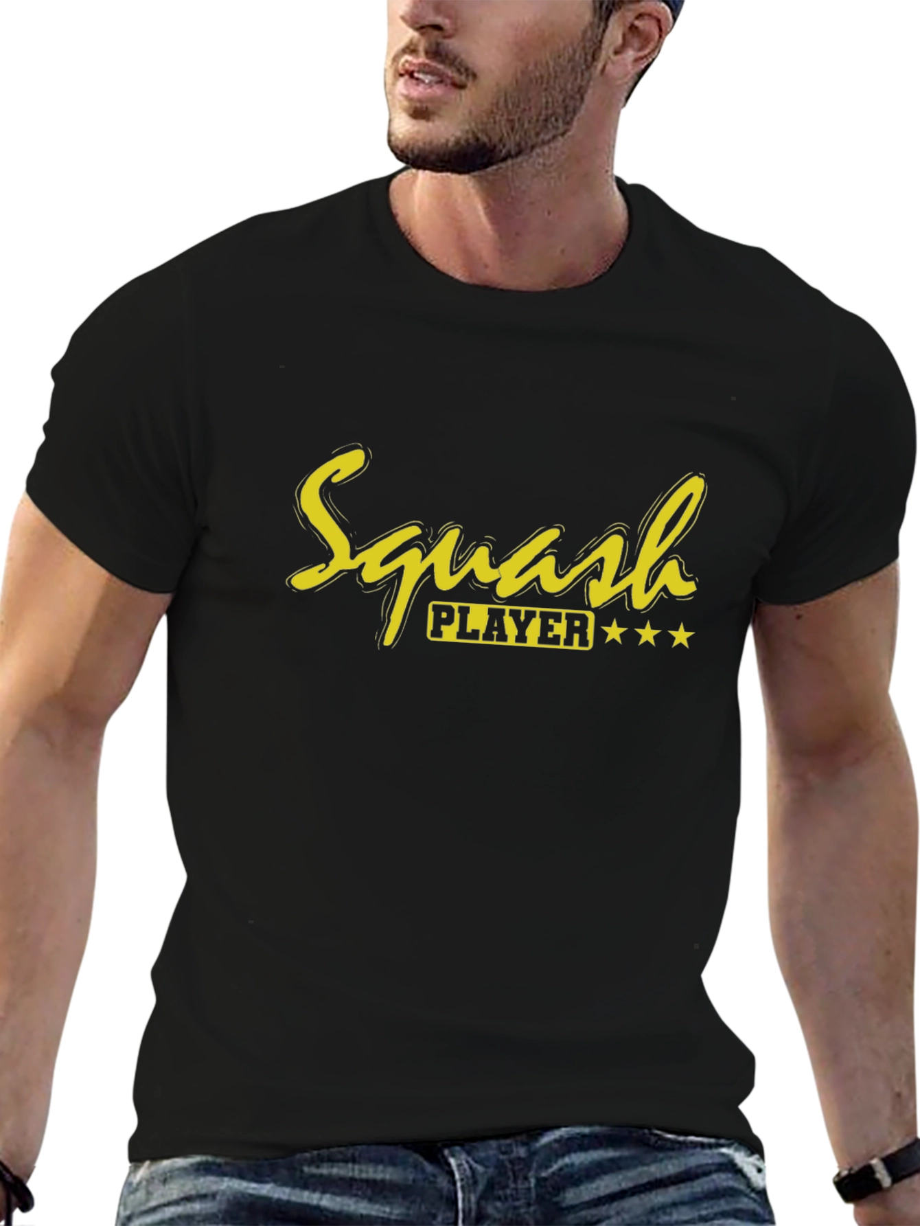 Black Squash Player Graphic Tee - Sporty & Stylish view 6