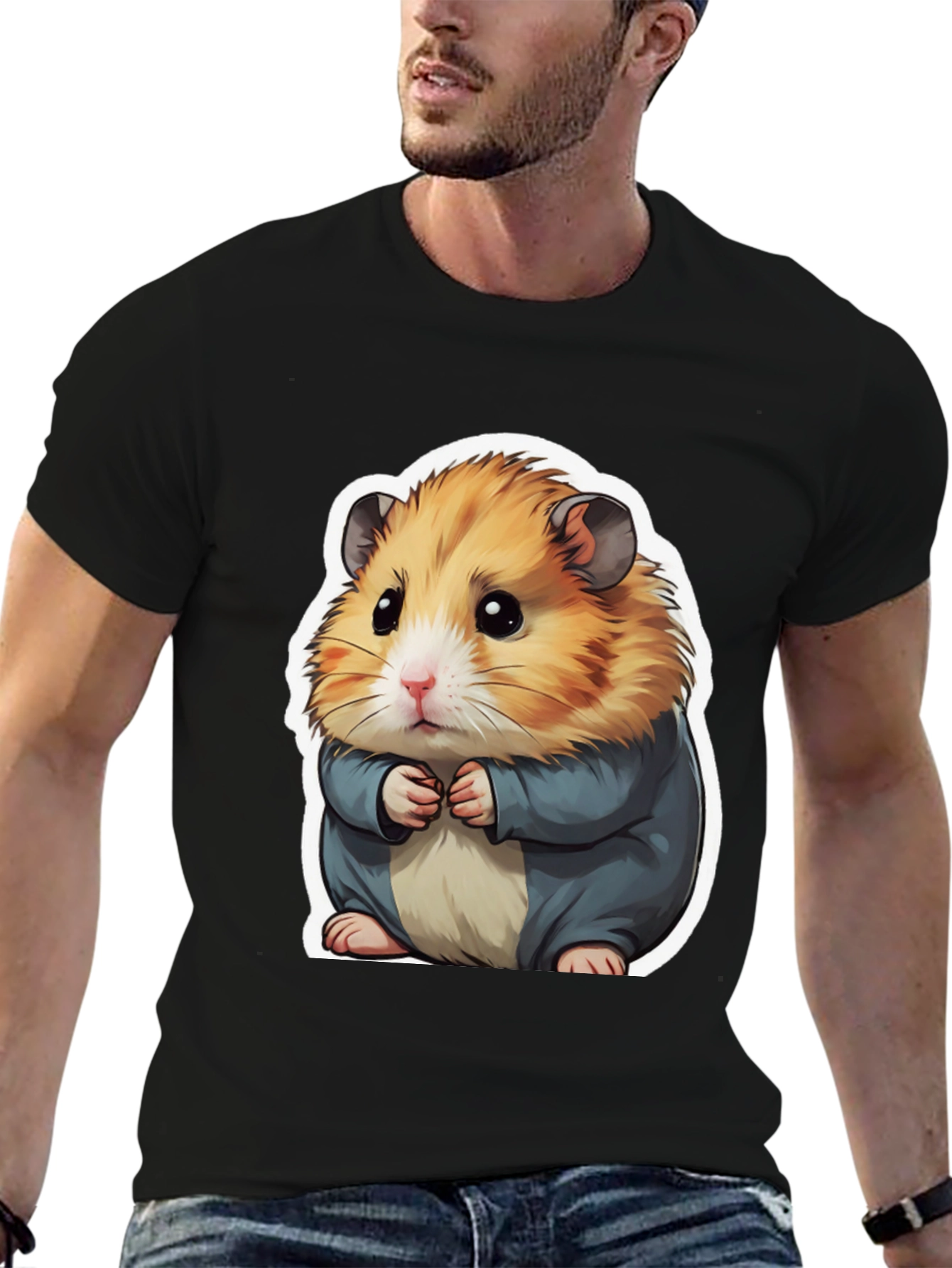 Black Cute Hamster Graphic Tee - Soft & Stylish view 6