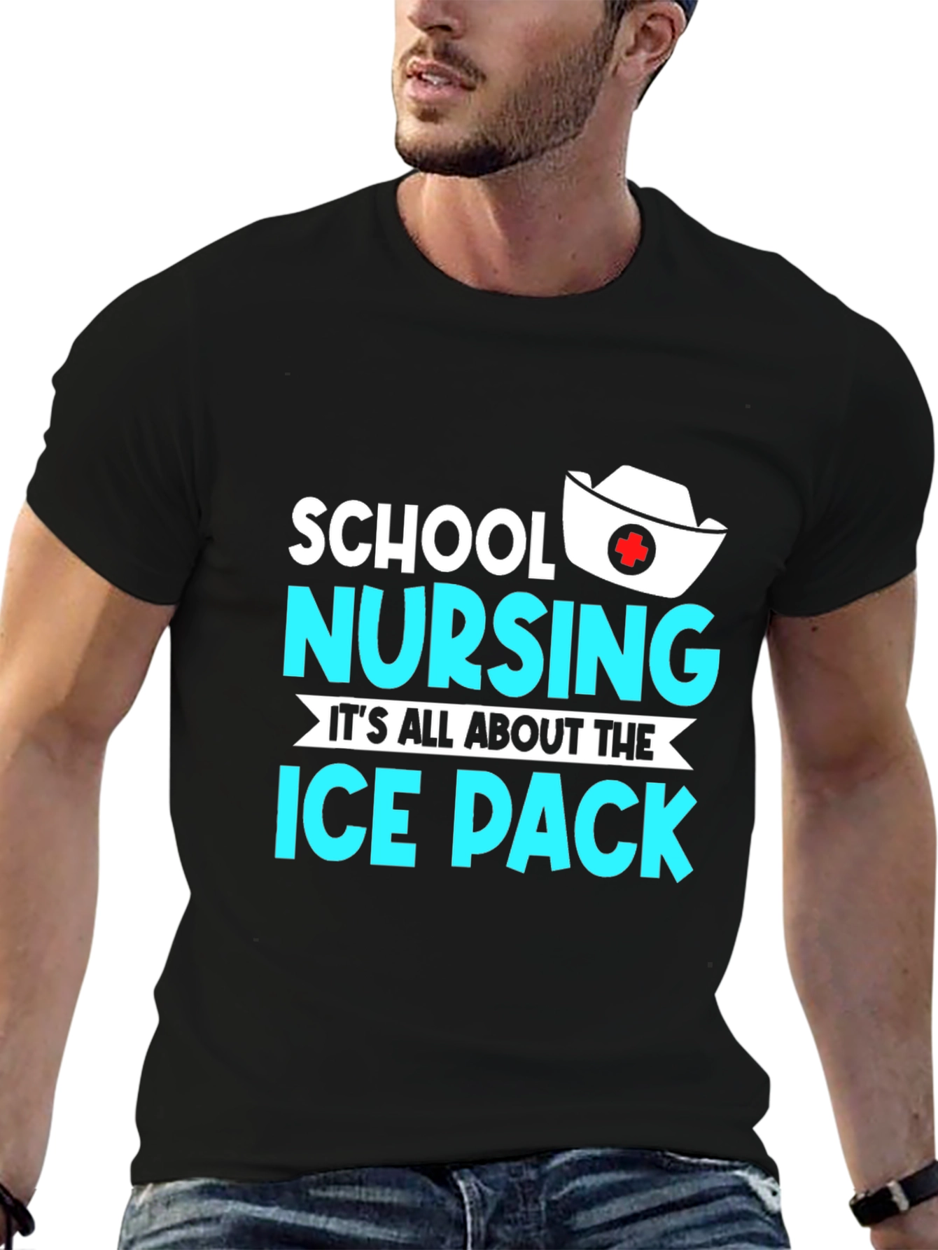Black School Nursing Ice Pack T-Shirt view 6