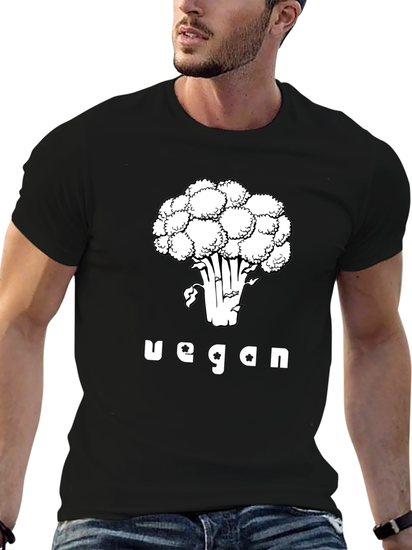 Black Vegan Broccoli Graphic Tee - Black view 6