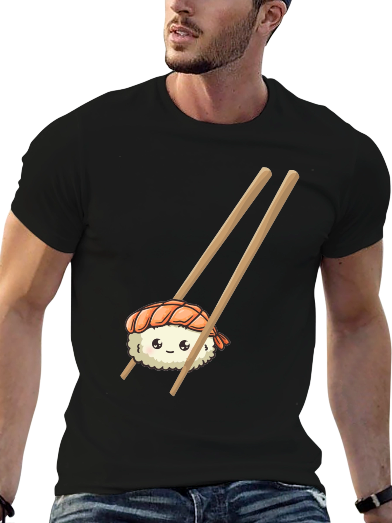 Black Sushi Graphic Tee - Cute Foodie T-Shirt view 6