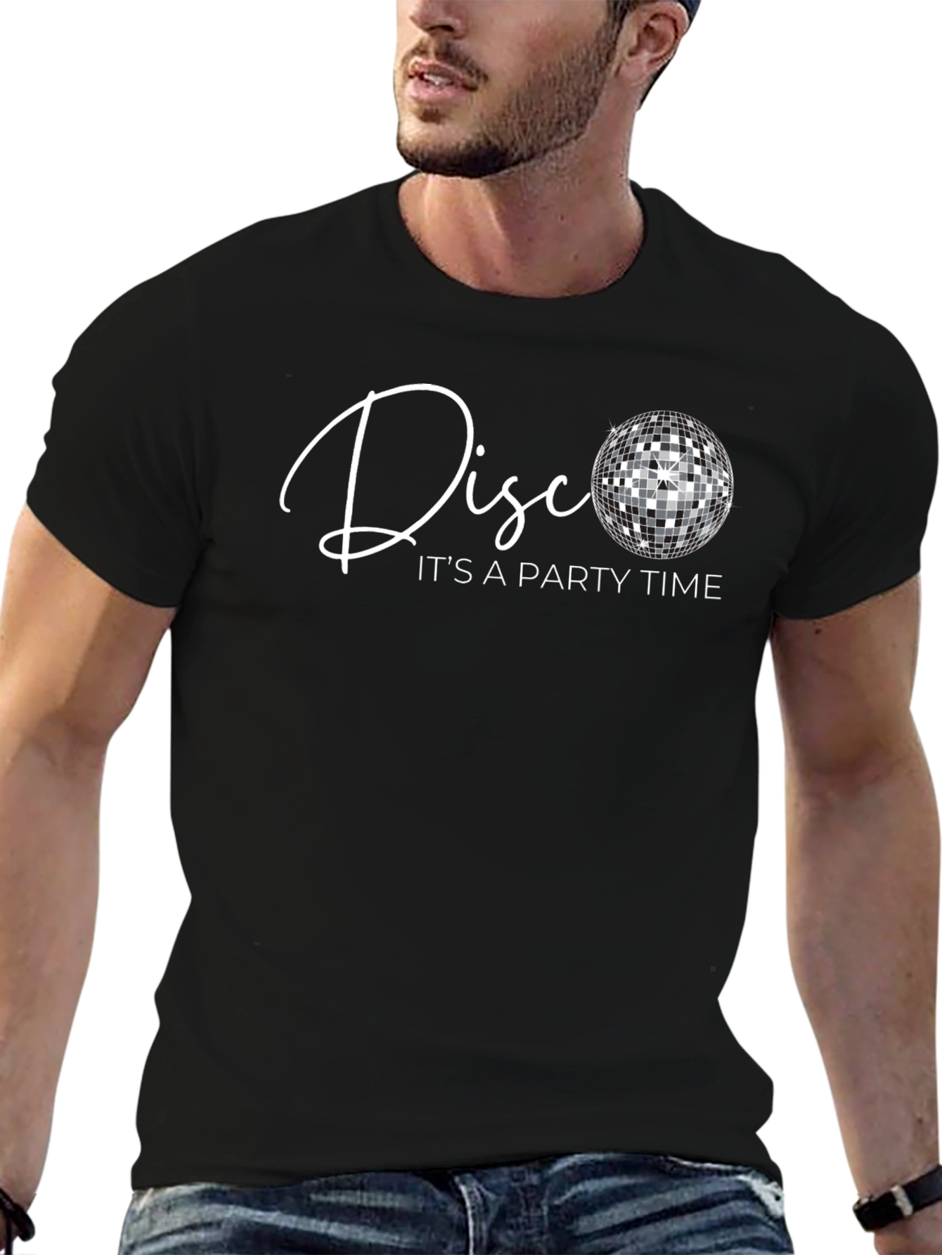 Black Disco Party Time Black Graphic Tee view 6