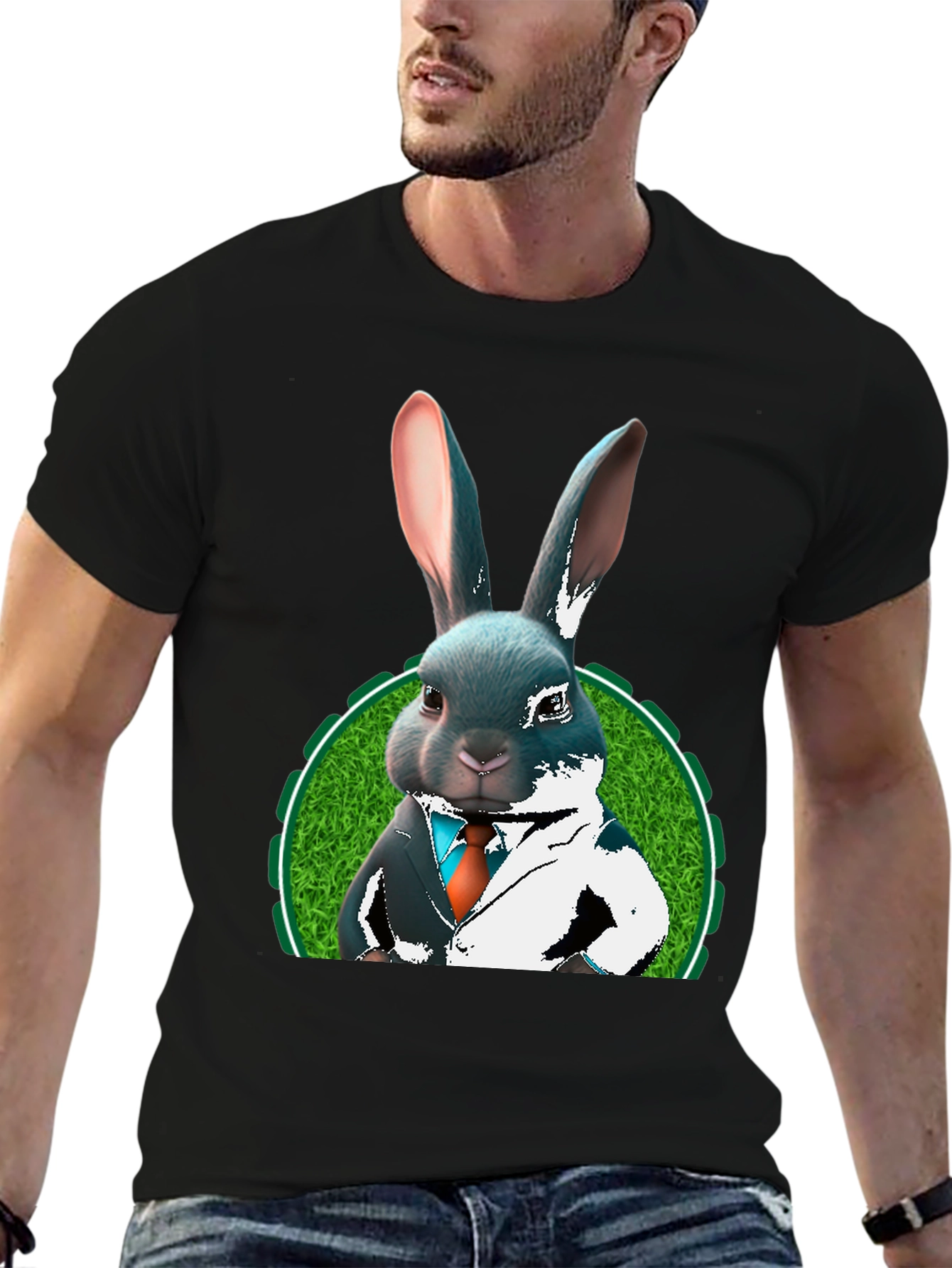 Black Sophisticated Rabbit T-Shirt - Black view 6