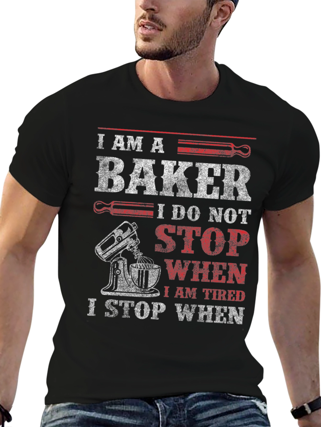 Black I Am A Baker Graphic T-Shirt view 6