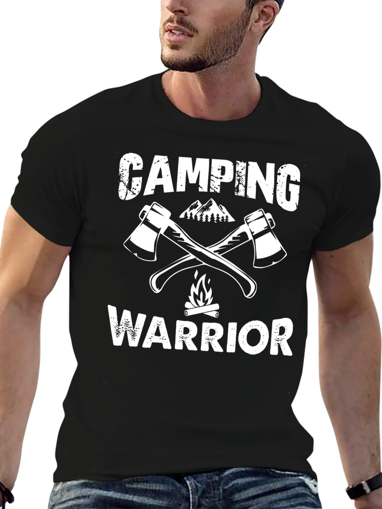 Black Camping Warrior Graphic T-Shirt view 6