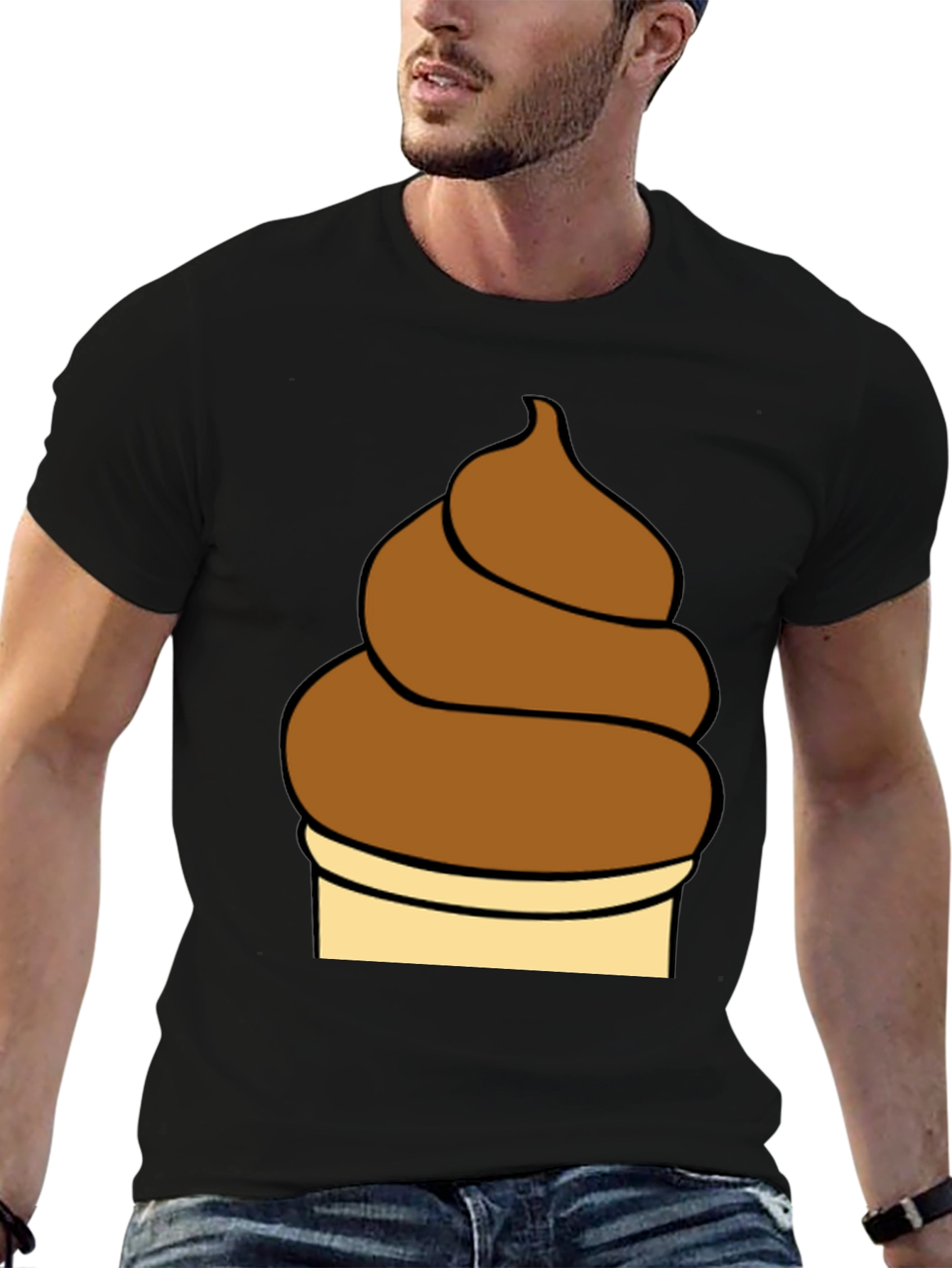Black Novelty Brown Swirl Graphic Black T-Shirt view 6