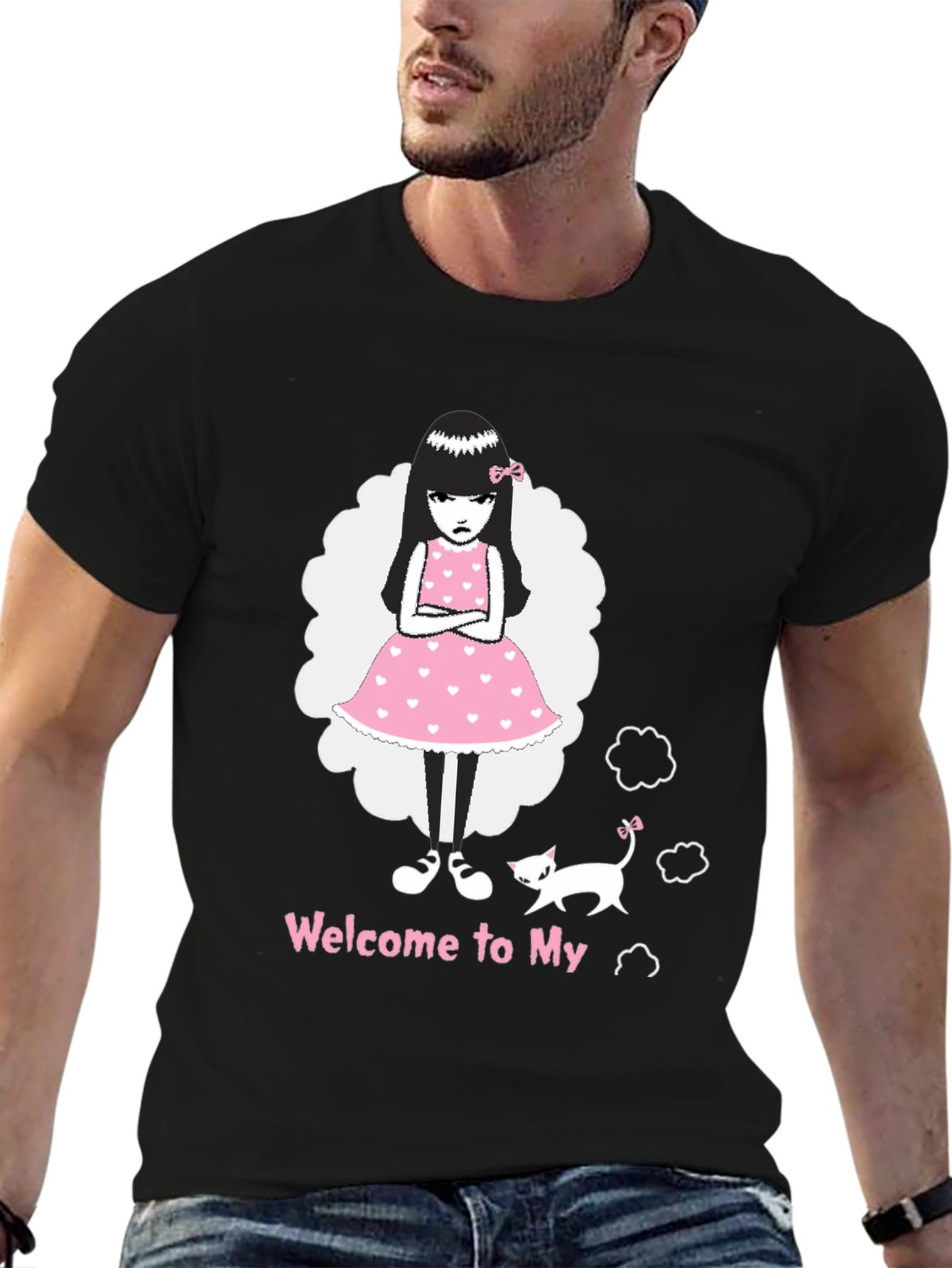 Black Grumpy Girl Black T-Shirt view 6