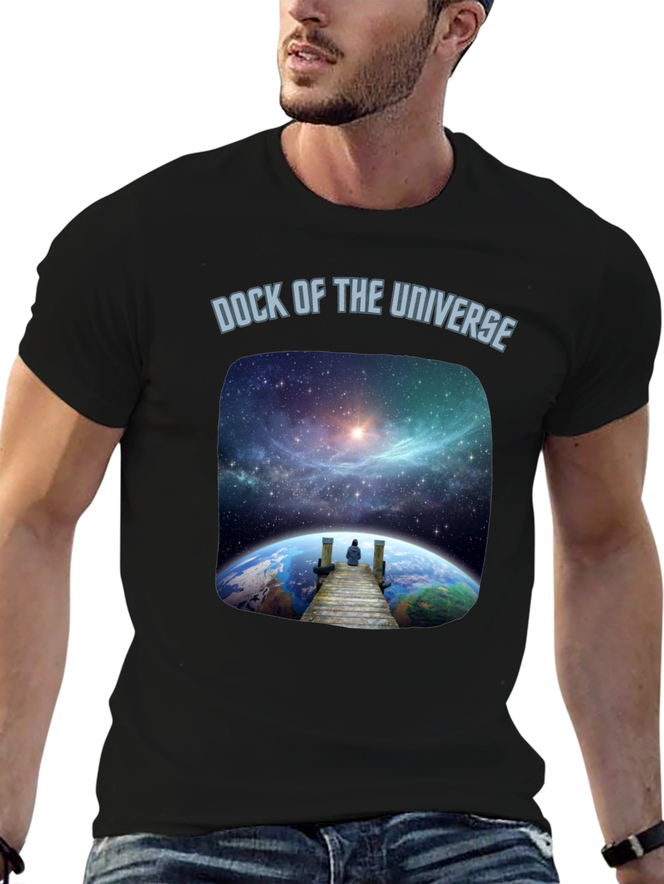 Black Dock of the Universe Graphic T-Shirt - Cosmic Dreams view 6