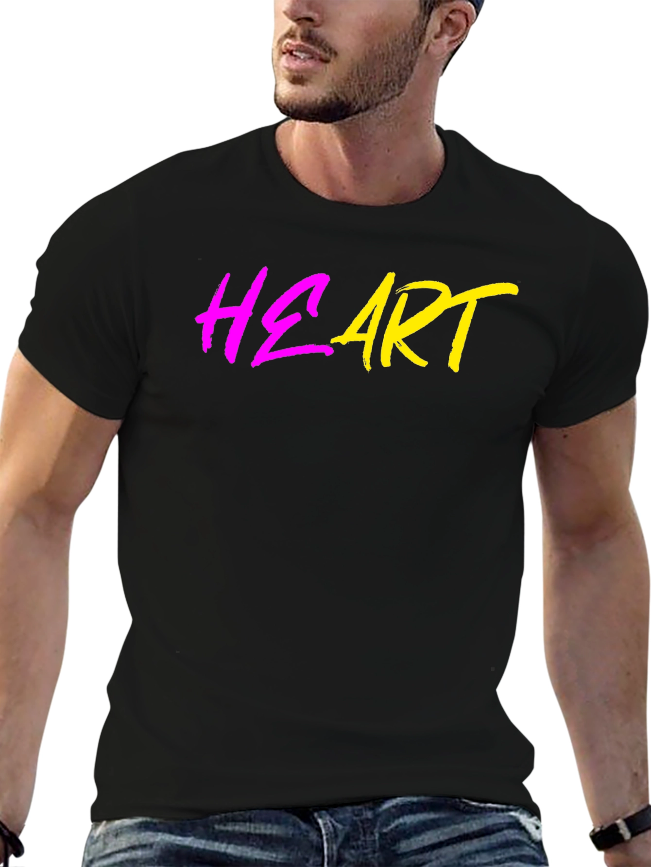 Black Heart Graphic Black Tee - Trendy Casual Wear view 6