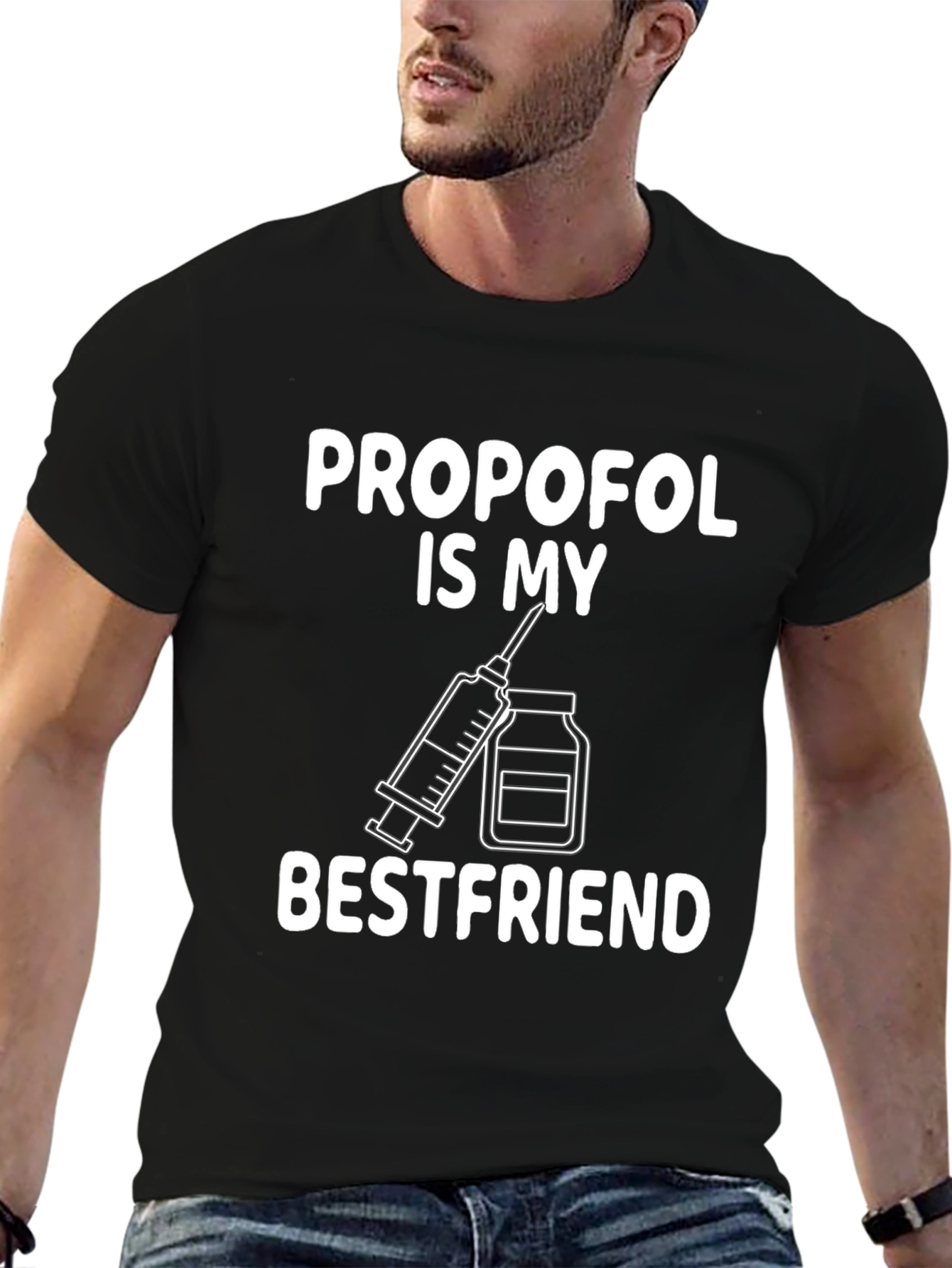 Black Propofol Best Friend T-Shirt - Medical Humor Tee view 6