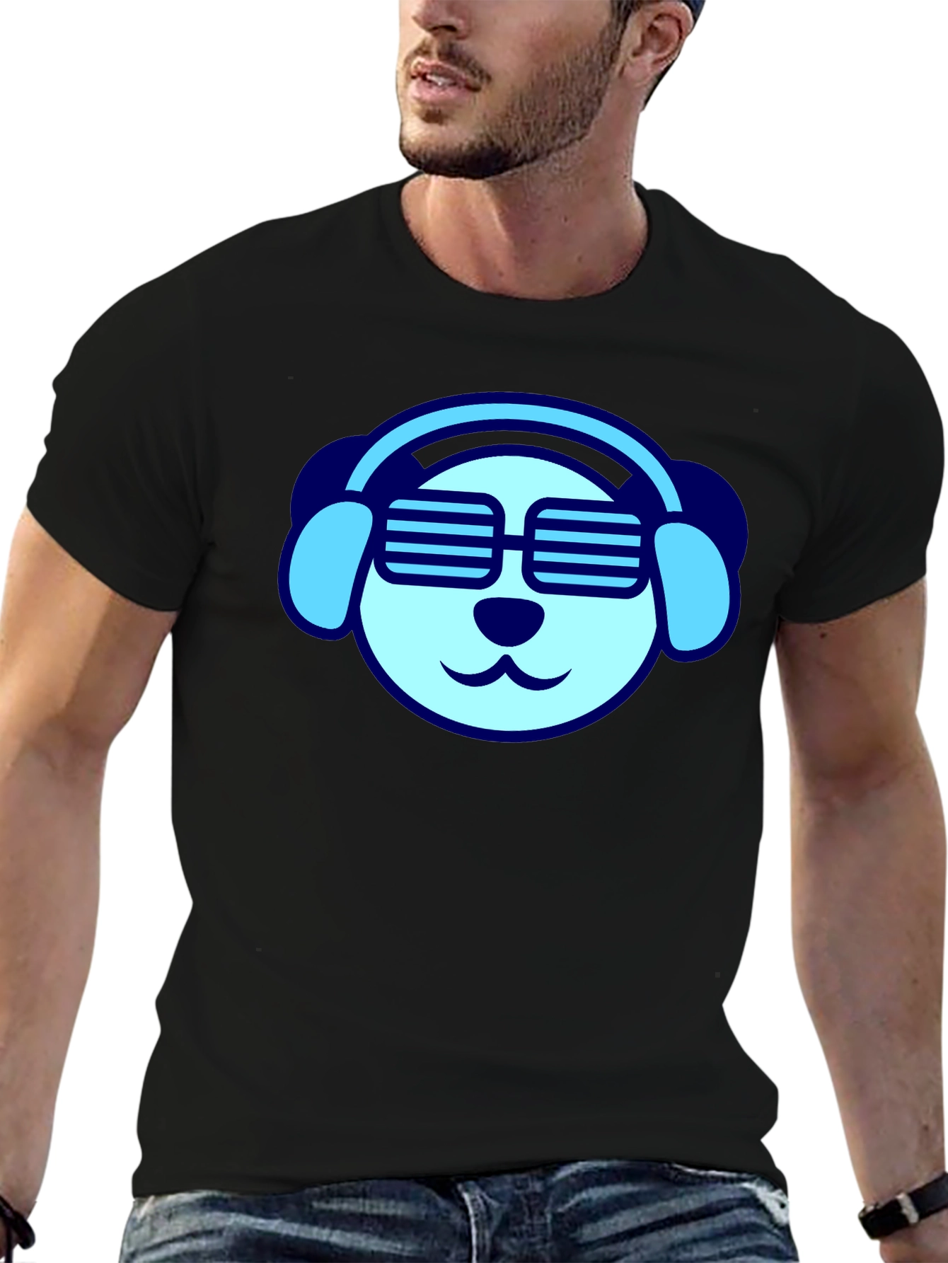 Black Cool Dog Tee - Headphones & Shades view 6