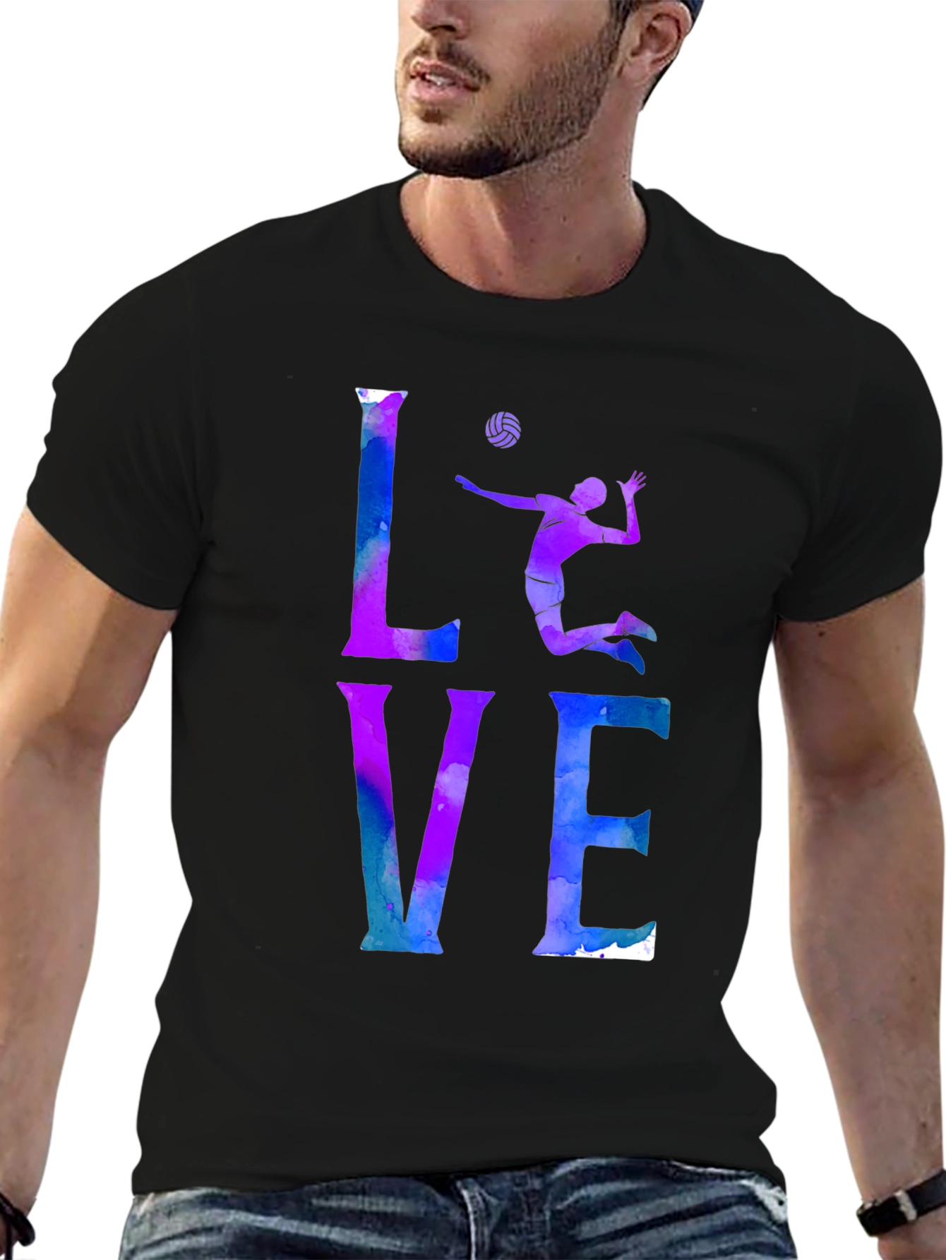 Black Volleyball Love Graphic Tee - Stylish Sports Shirt view 6