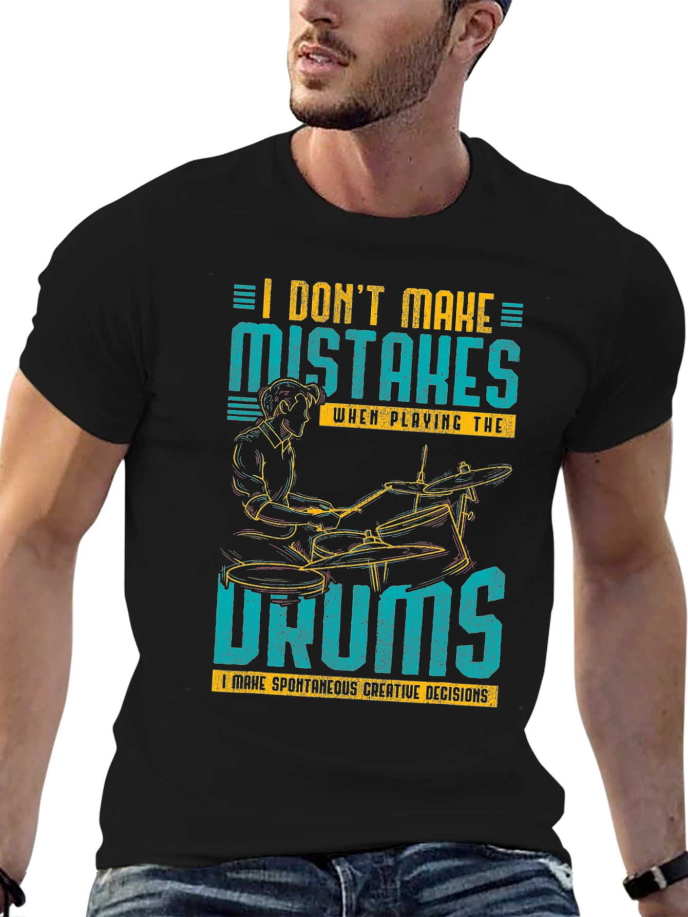 Black Drummer T-Shirt: I Don't Make Mistakes! view 6