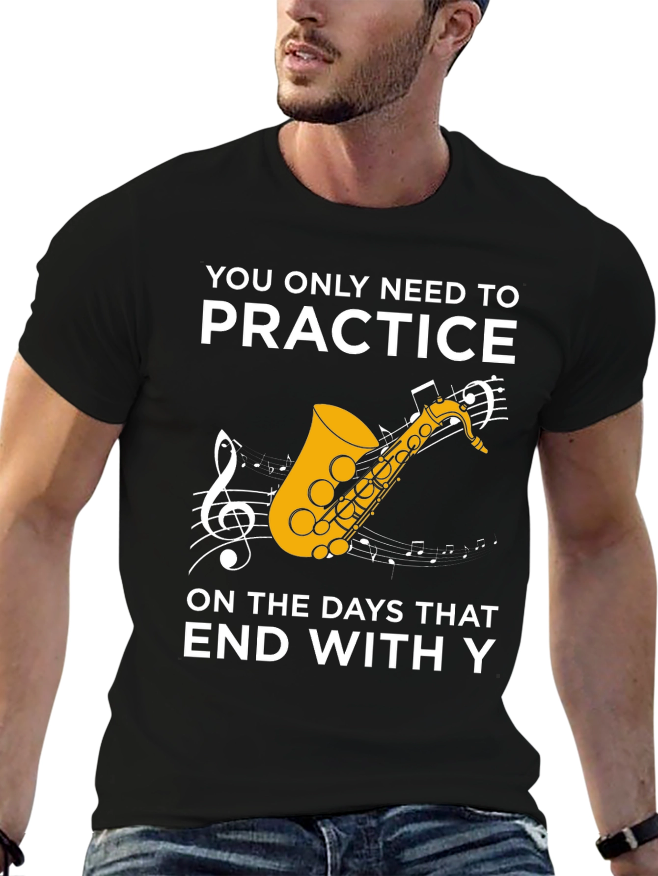 Black Practice Saxophone Humor T-Shirt view 6
