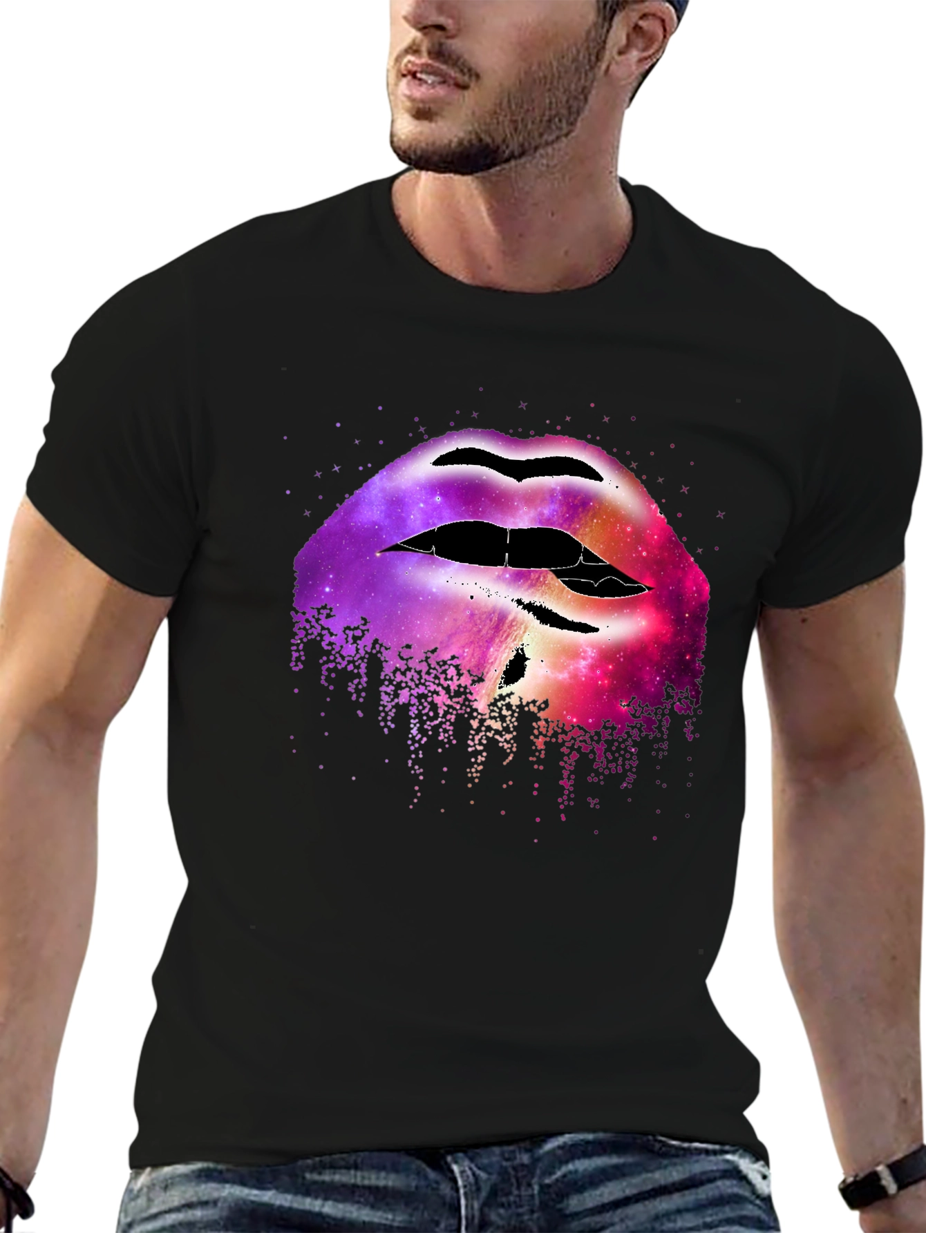 Black Galaxy Lips Graphic Tee - Unique Fashion Statement view 6