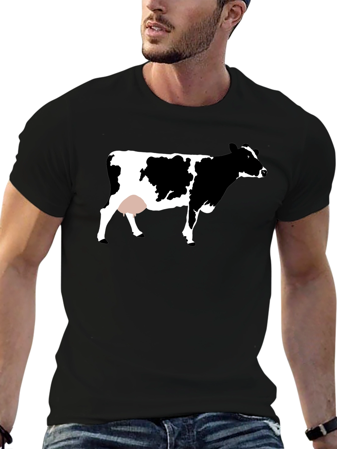 Black Cow Graphic Tee - Unisex Black T-Shirt view 6