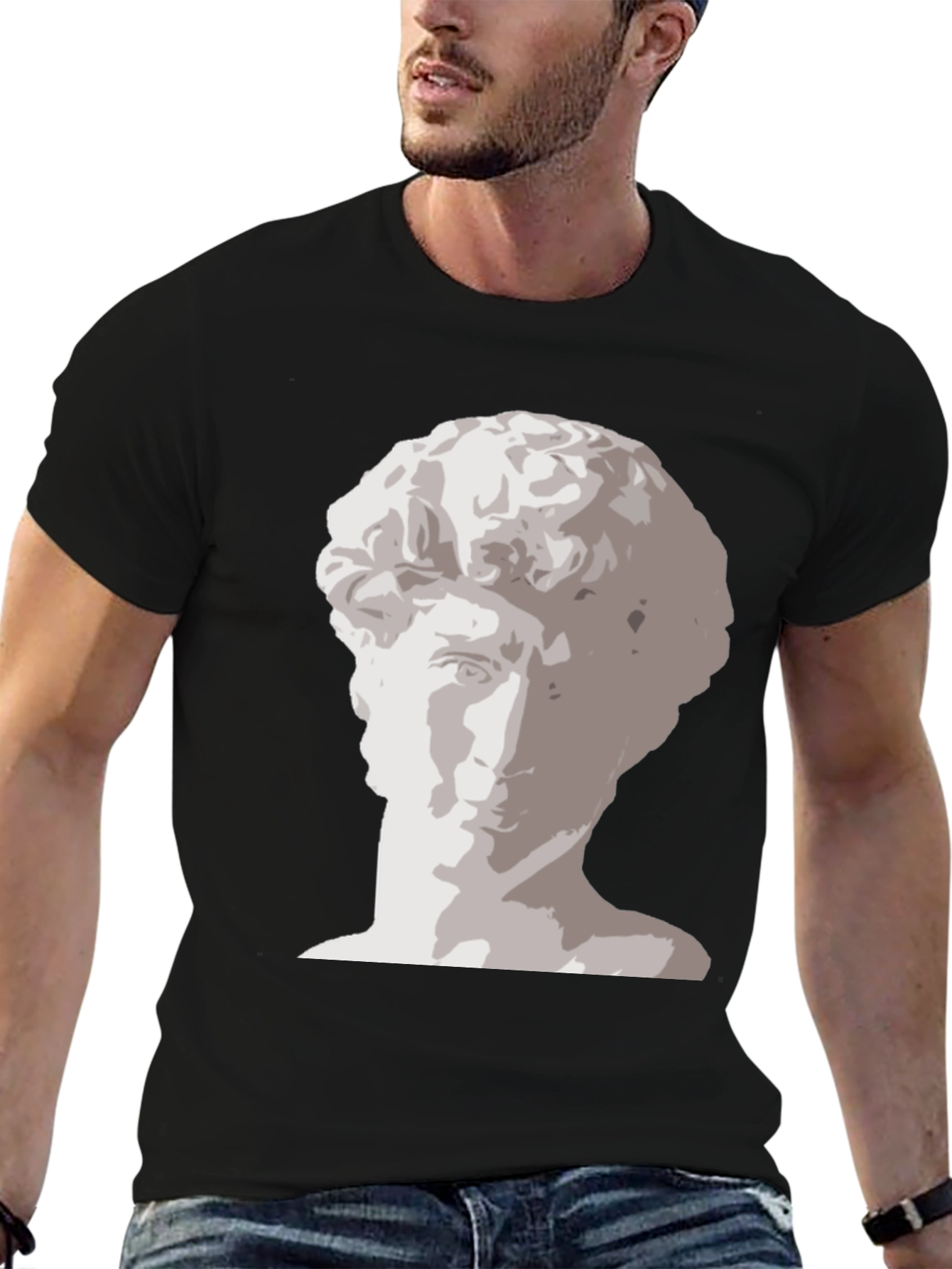 Black David Statue Graphic Print Tee - Black view 6
