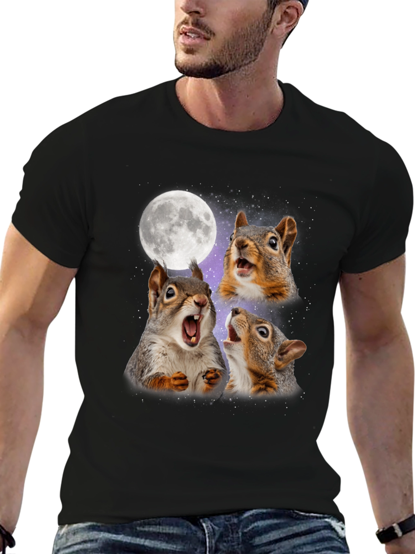 Black Squirrel Moon Howl T-Shirt view 6