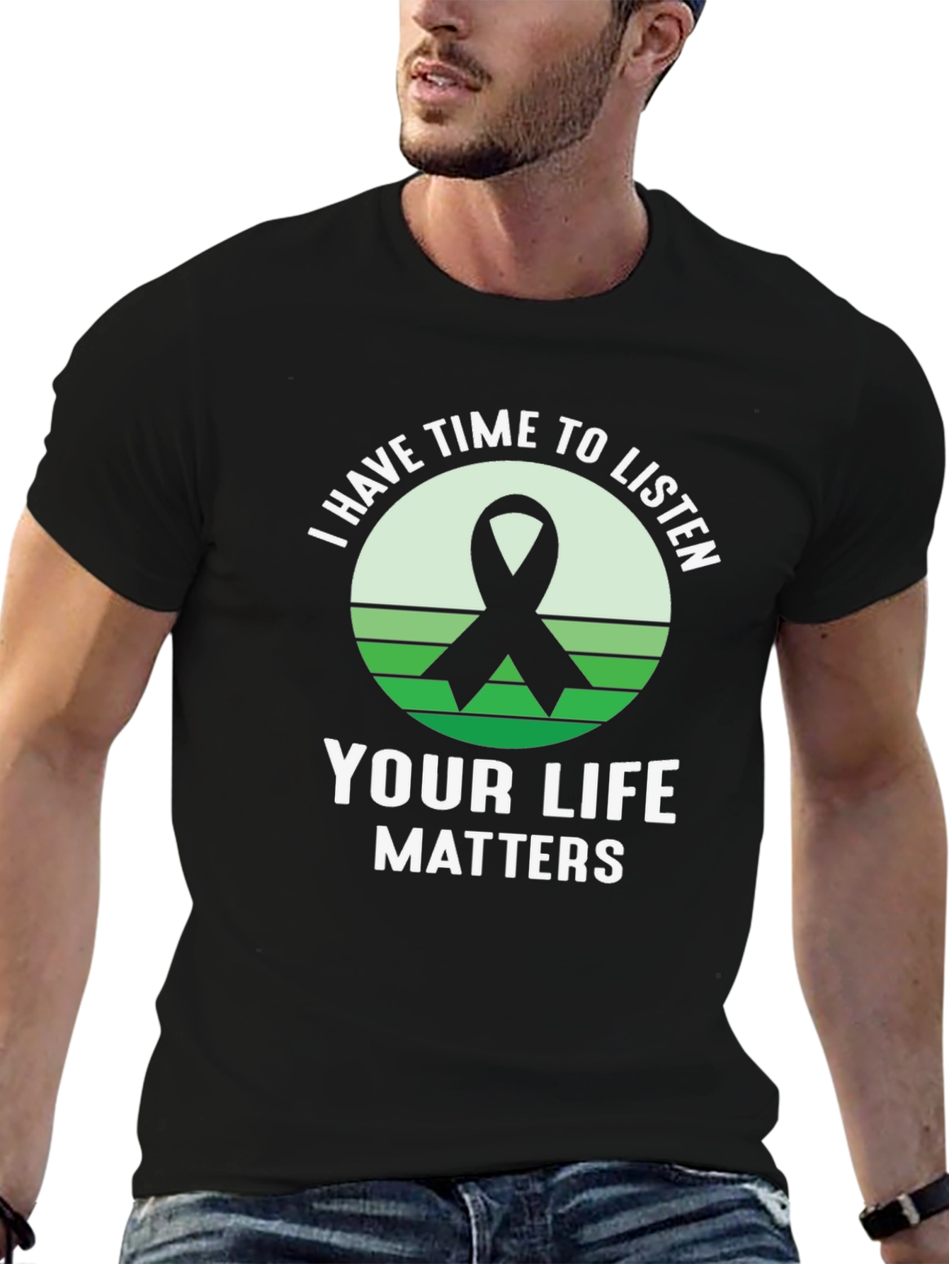 Black I Have Time To Listen - Your Life Matters T-Shirt view 6