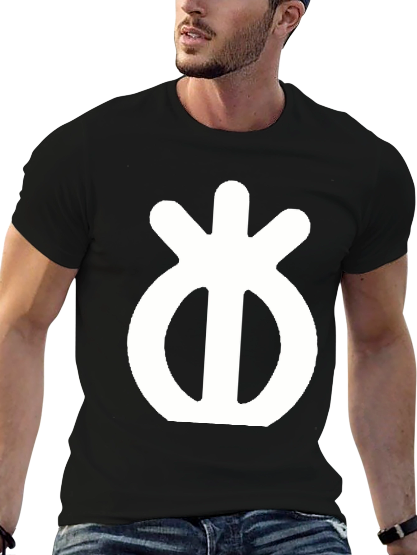 Black Symbol T-Shirt - Black Cotton Blend Tee view 6
